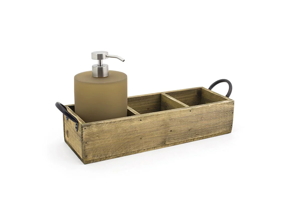 FOH Rustic Wood Holder, Natural, 13.75" x 4.75", 4 ct - Image 2