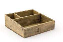 FOH Square Rustic Wood Accessory Holder, Natural, 8.25", 4 ct - Image 2