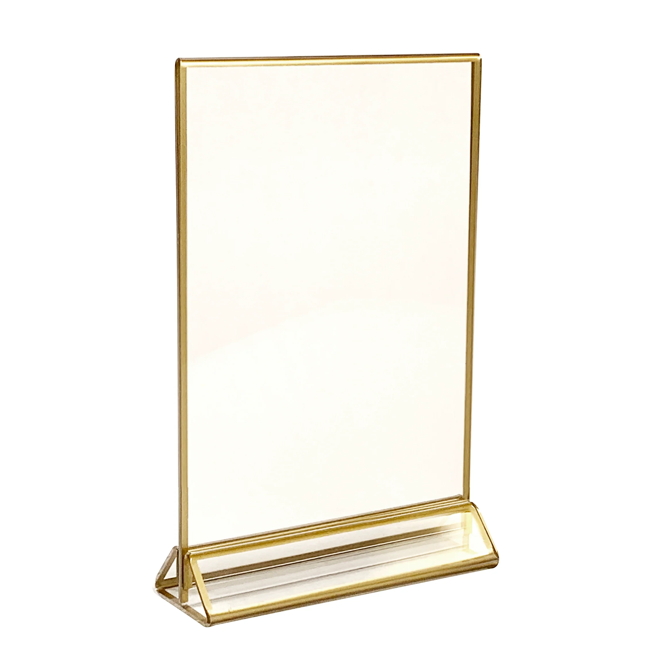 Acrylic Sign Holder, Gold Trim, 5"x7", 6 ct - Image 2