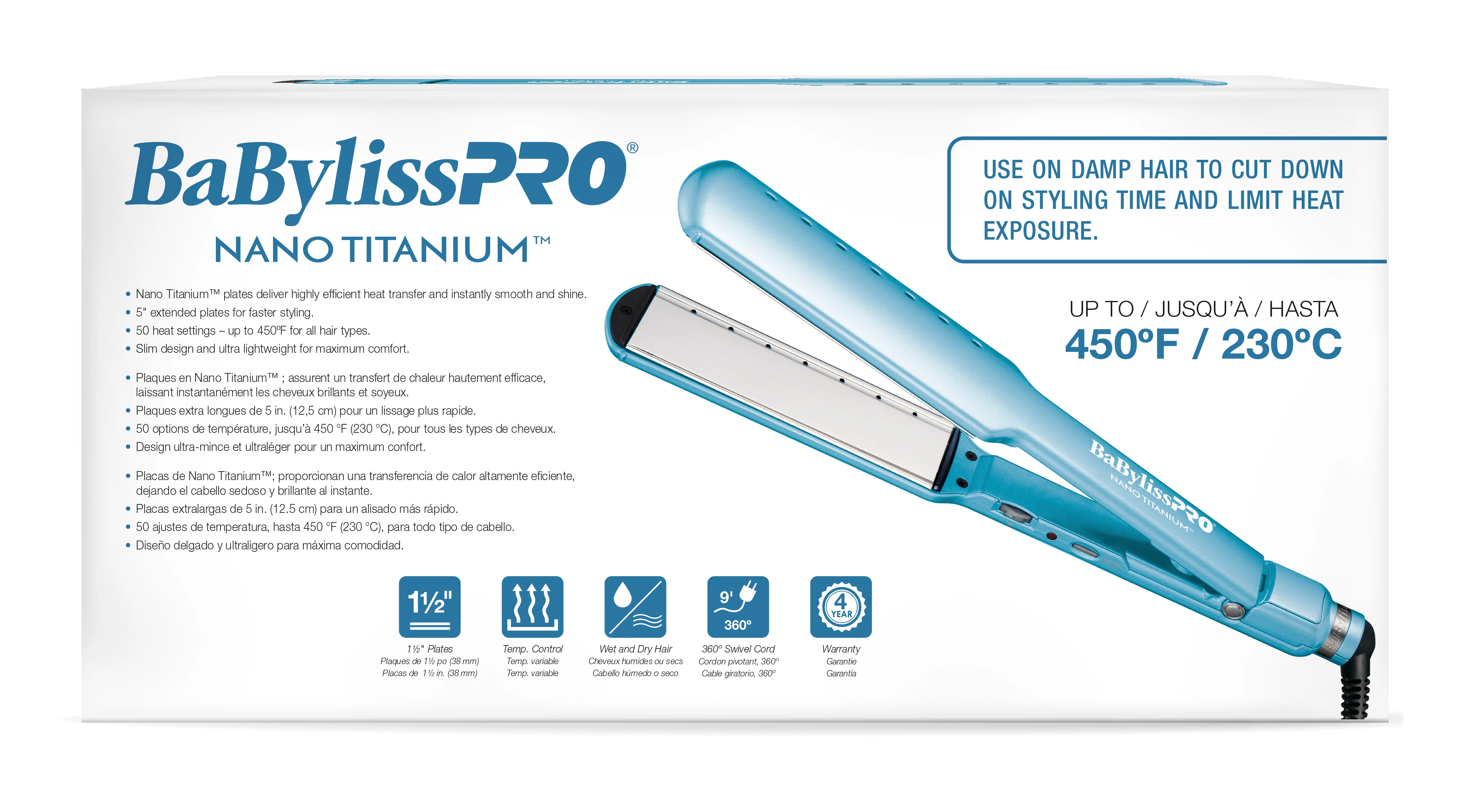 BaByliss Pro Ultra-Thin Vented Straightening Iron, Blue, 1.5" - Image 3