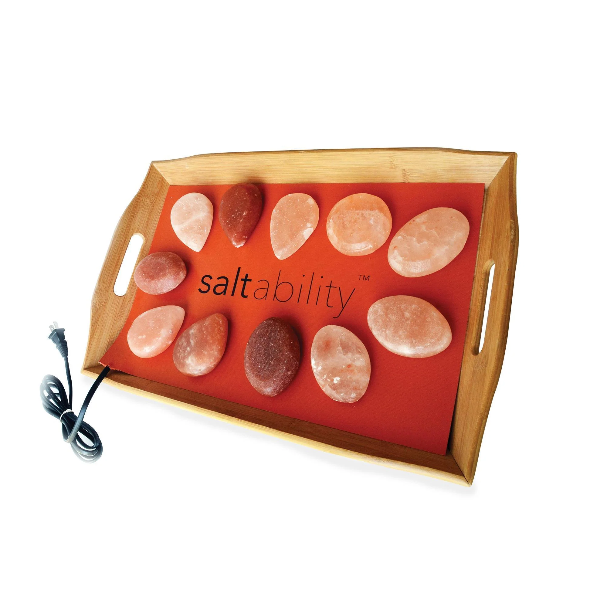 Saltability Bamboo Warming Tray w/ 20 Salt Stones