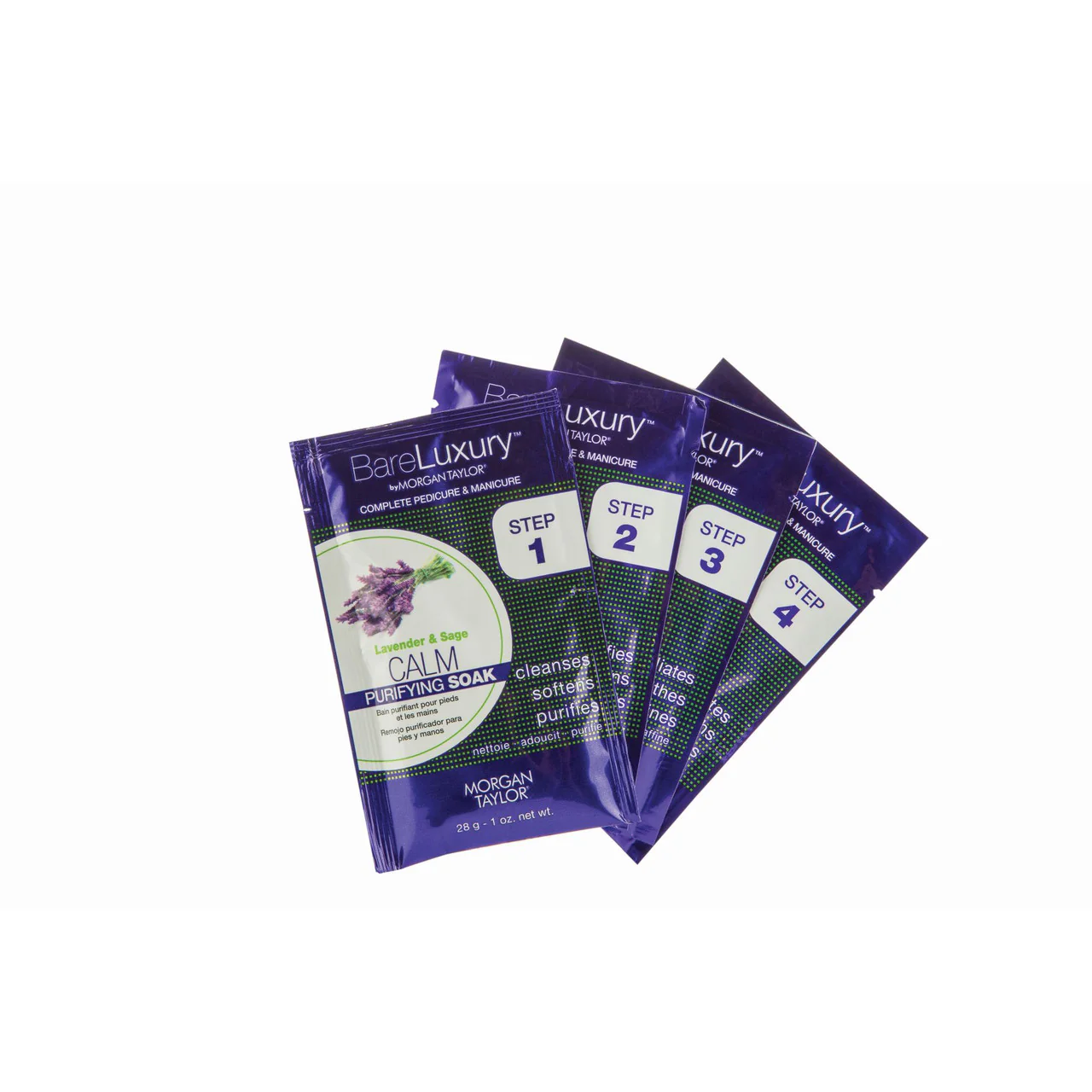 BareLuxury by Morgan Taylor, Complete Mani Pedi Packet, Calm Lavender & Sage, 4 pk - Image 2