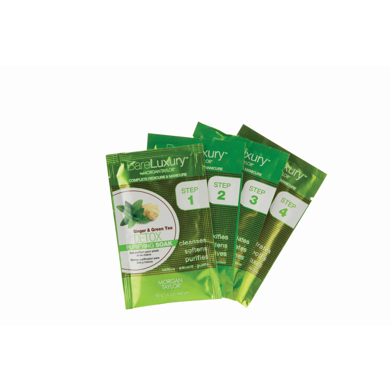 BareLuxury by Morgan Taylor, Complete Mani Pedi Packet, Detox Ginger & Green Tea, 4 pk - Image 2