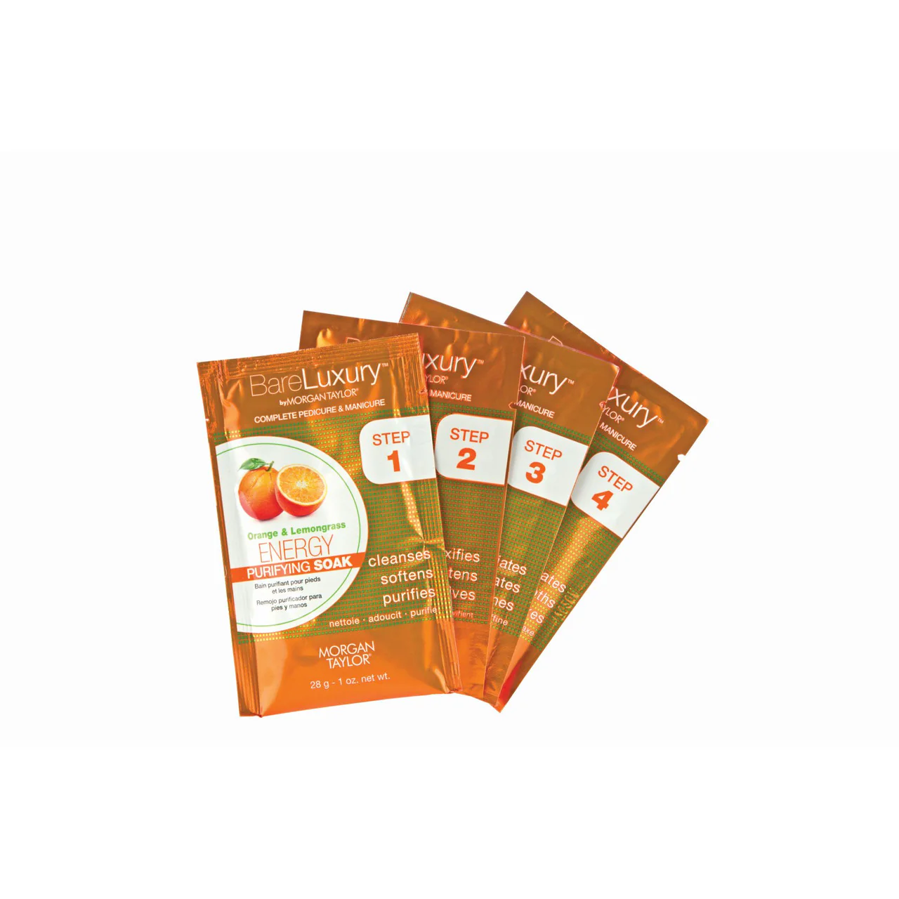 BareLuxury by Morgan Taylor, Complete Mani Pedi Packet, Energy Orange & Lemongrass, 4 pk - Image 2