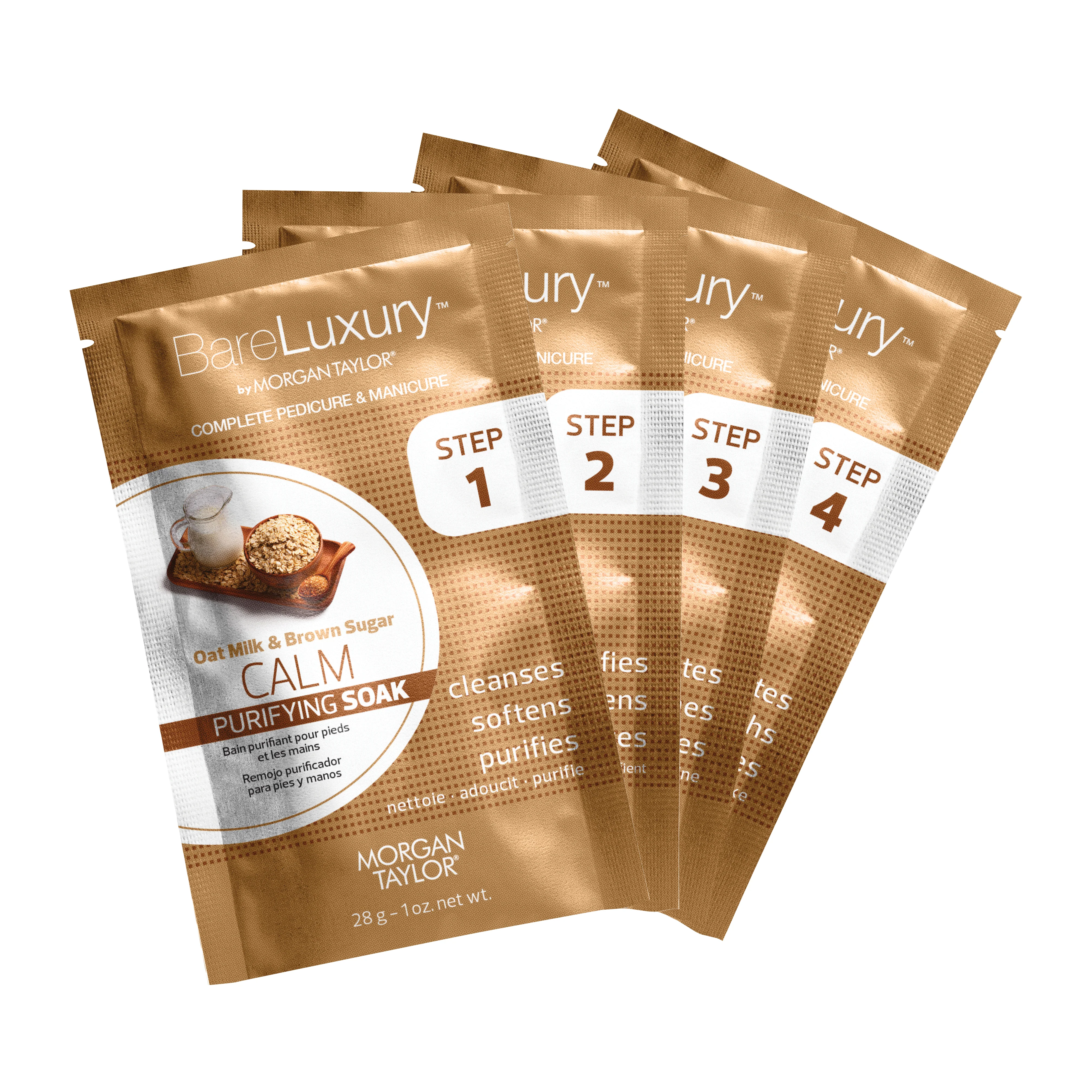 BareLuxury by Morgan Taylor, Complete Mani Pedi Packet, Oat Milk & Brown Sugar, 4 pk - Image 2