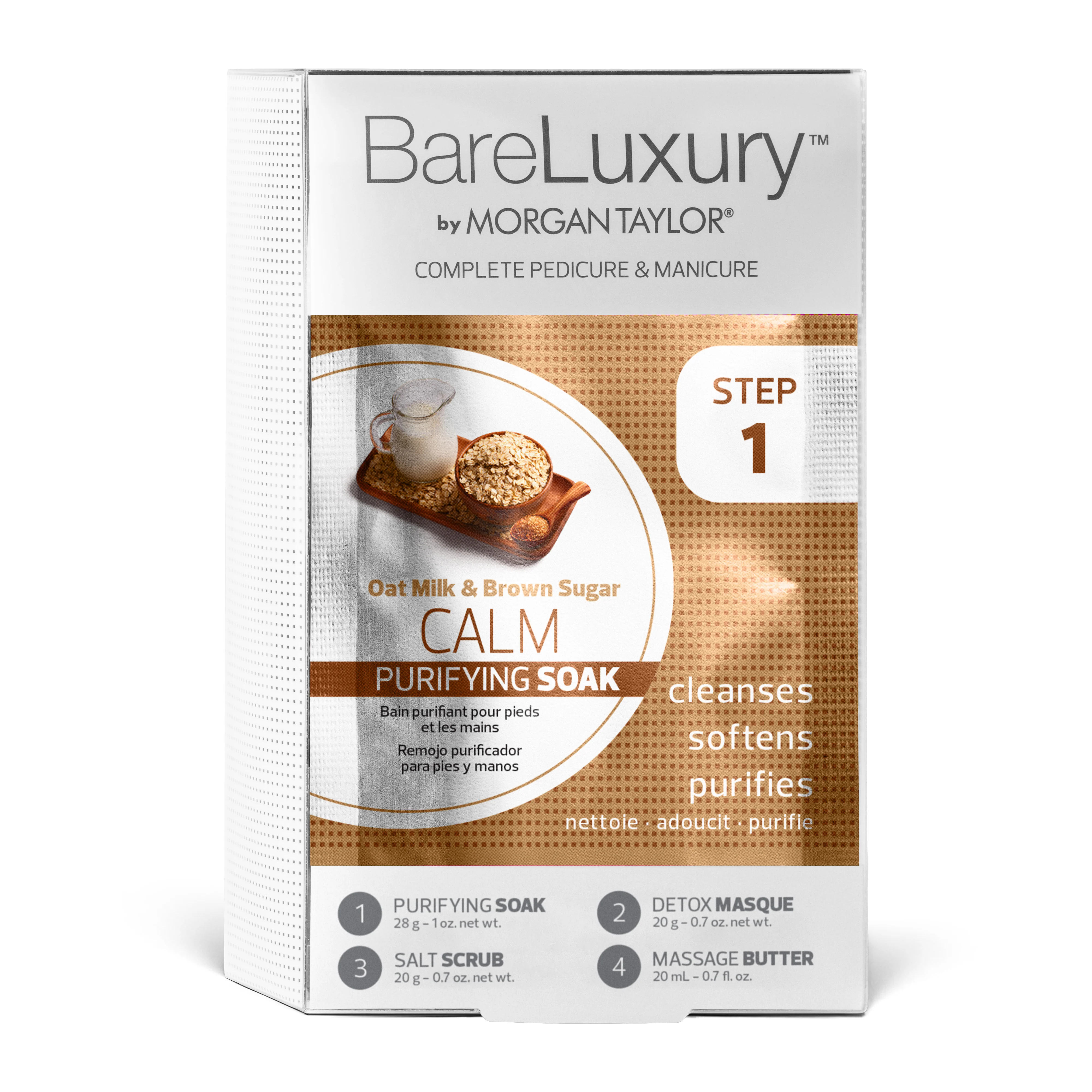 BareLuxury by Morgan Taylor, Complete Mani Pedi Packet, Oat Milk & Brown Sugar, 4 pk - Image 3