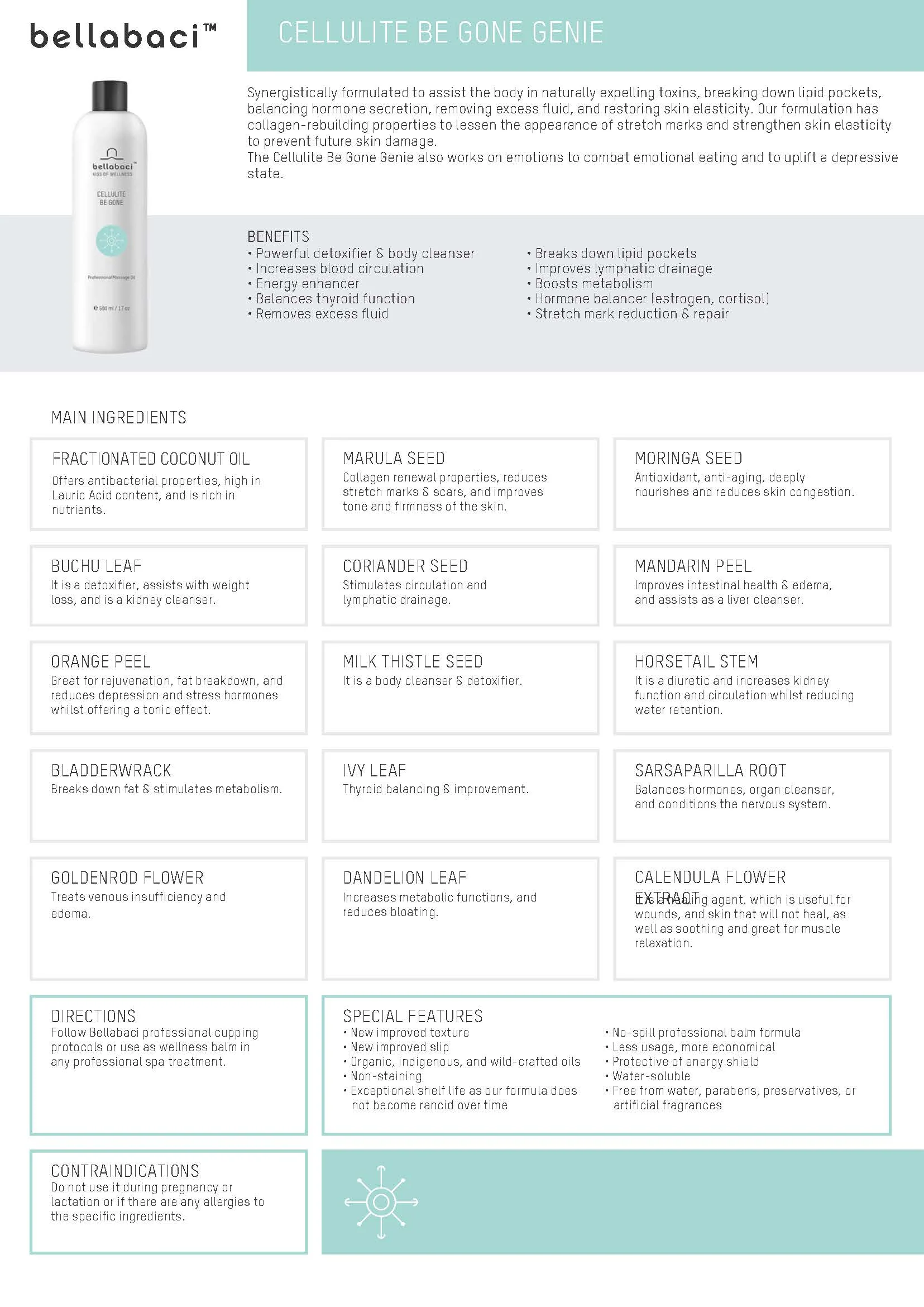Bellabaci Cellulite Be Gone Professional Wellness Oil, 17 fl oz - Image 3
