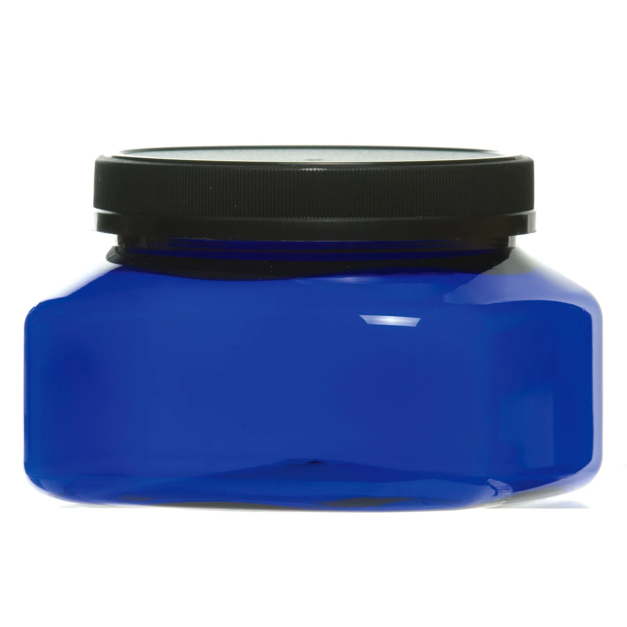 Blue Jar with Lid / Square, 8 oz