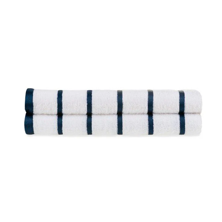 Boca Terry Oxford Premium Horizontal Stripe Towel, Navy Blue-White, 12 ct - Image 2