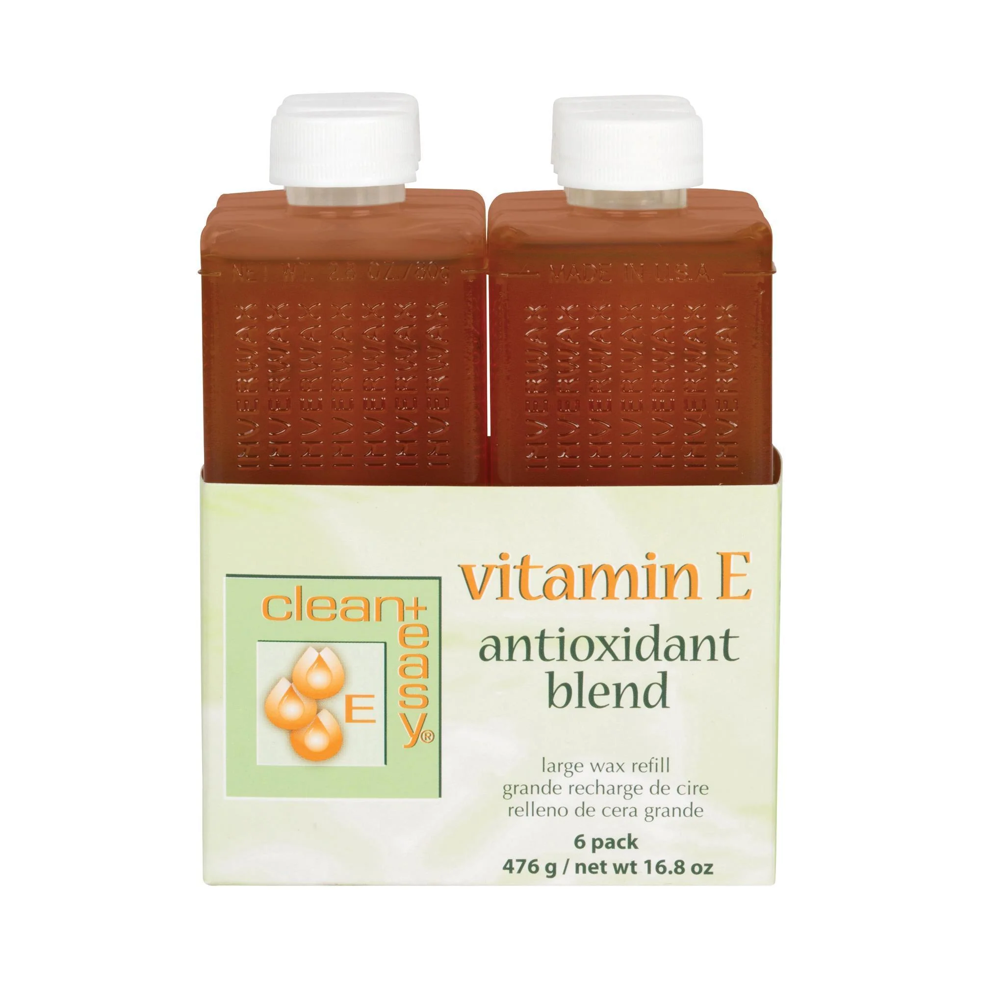 Clean + Easy Roll-On Wax, Vitamin E, Refill, 6 pc