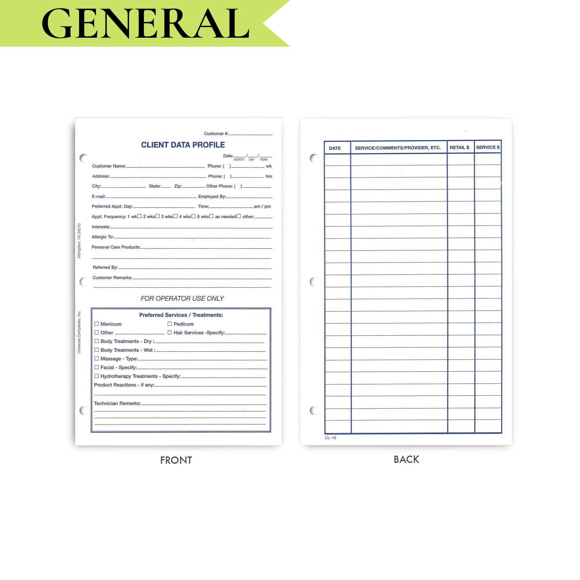 Client Profile Intake Cards, 100 ct - Image 2