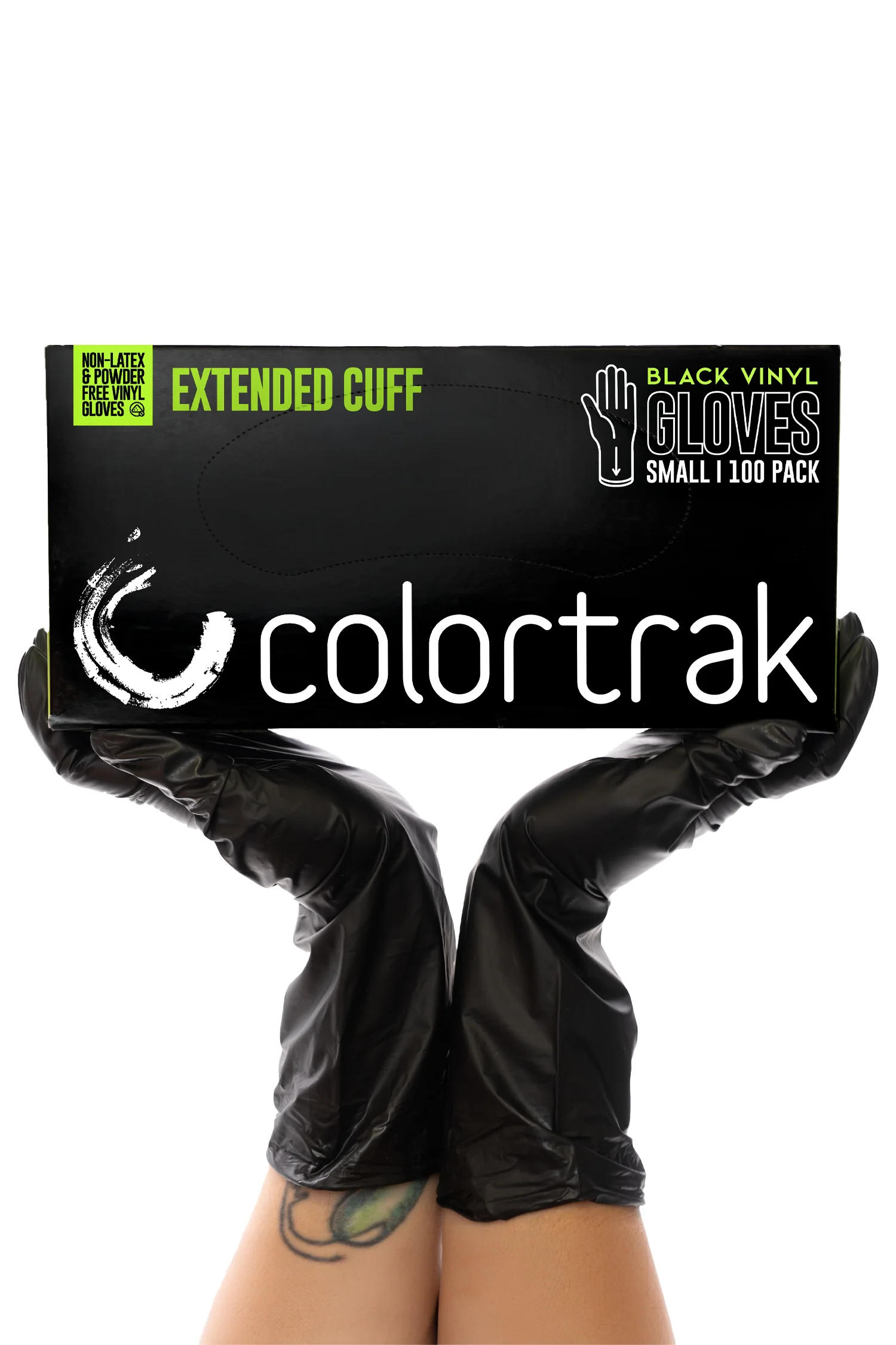 Colortrak Extended Cuff Black Vinyl Gloves, 100 ct - Image 2