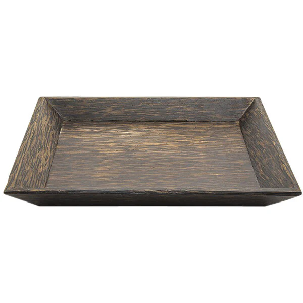 FOH Square Palm Wood Plate, 9.5", 6 ct