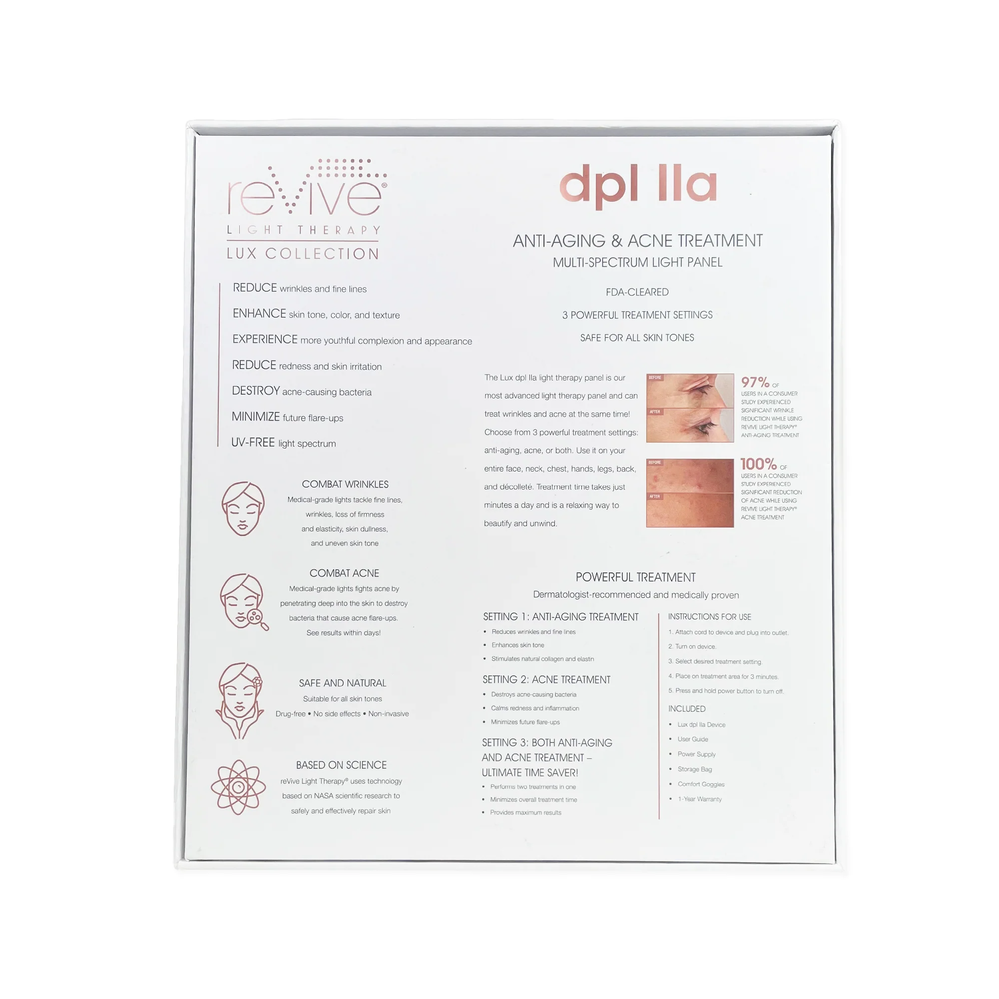 Lux dpl lla LED Wrinkle Reduction & Acne Treatment Panel by reVive Light Therapy - Image 9
