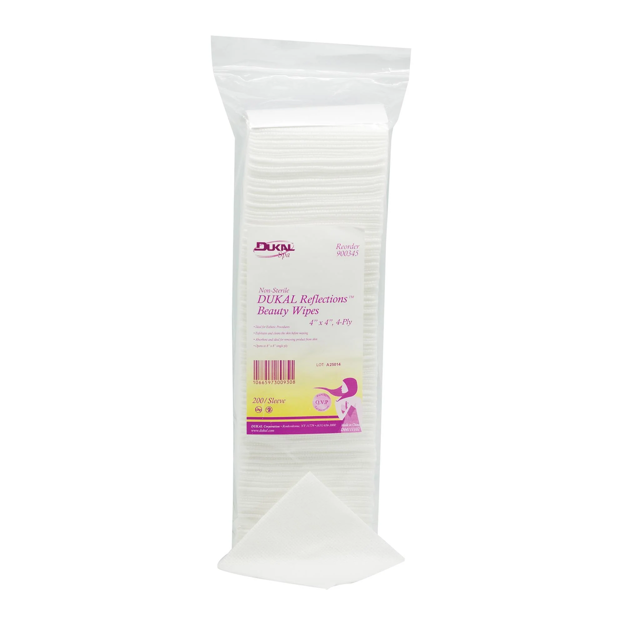 Dukal 4-Ply Beauty Wipes, 4"x 4", 200 ct