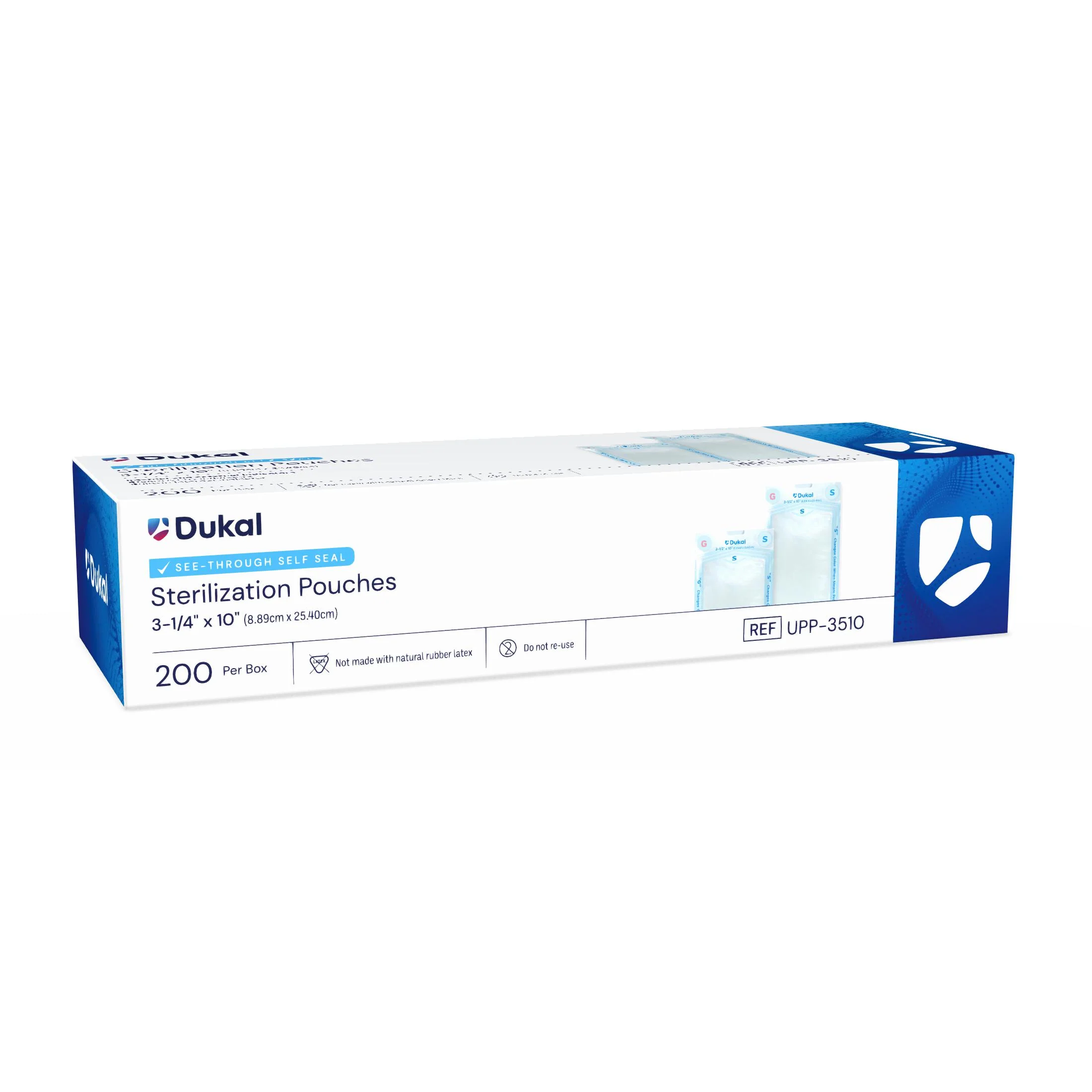 Dukal Sterilization Pouches 3.25" x 10", 200 ct