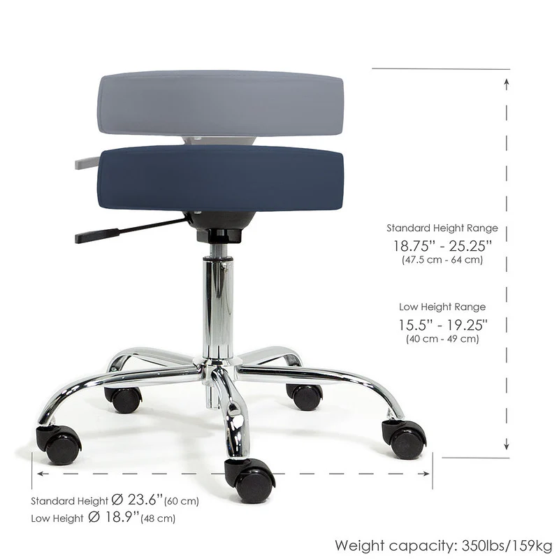 Earthlite Pneumatic Rolling Massage Stool (optional backrest) - Image 4