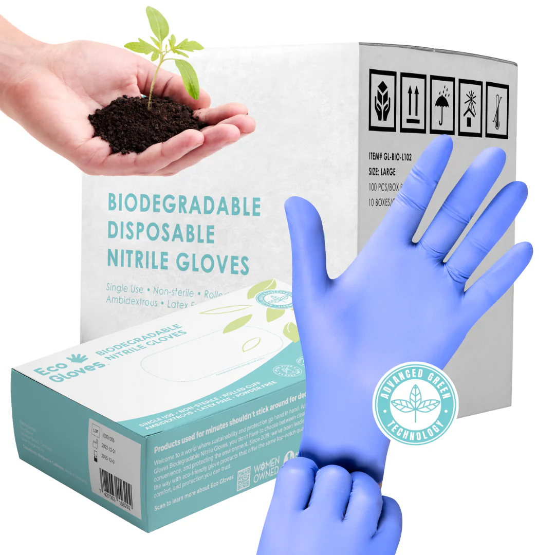 Eco Gloves Biodegradable Nitrile, Blue, 100 ct - Image 5