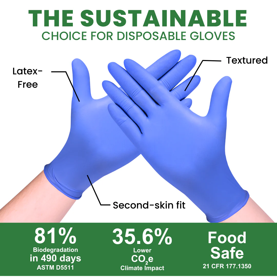 Eco Gloves Biodegradable Nitrile, Blue, 100 ct - Image 6