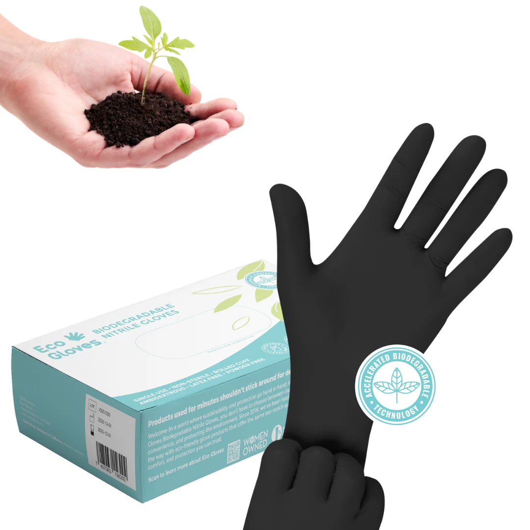 Eco Gloves Biodegradable Nitrile, Black, 100 ct - Image 2