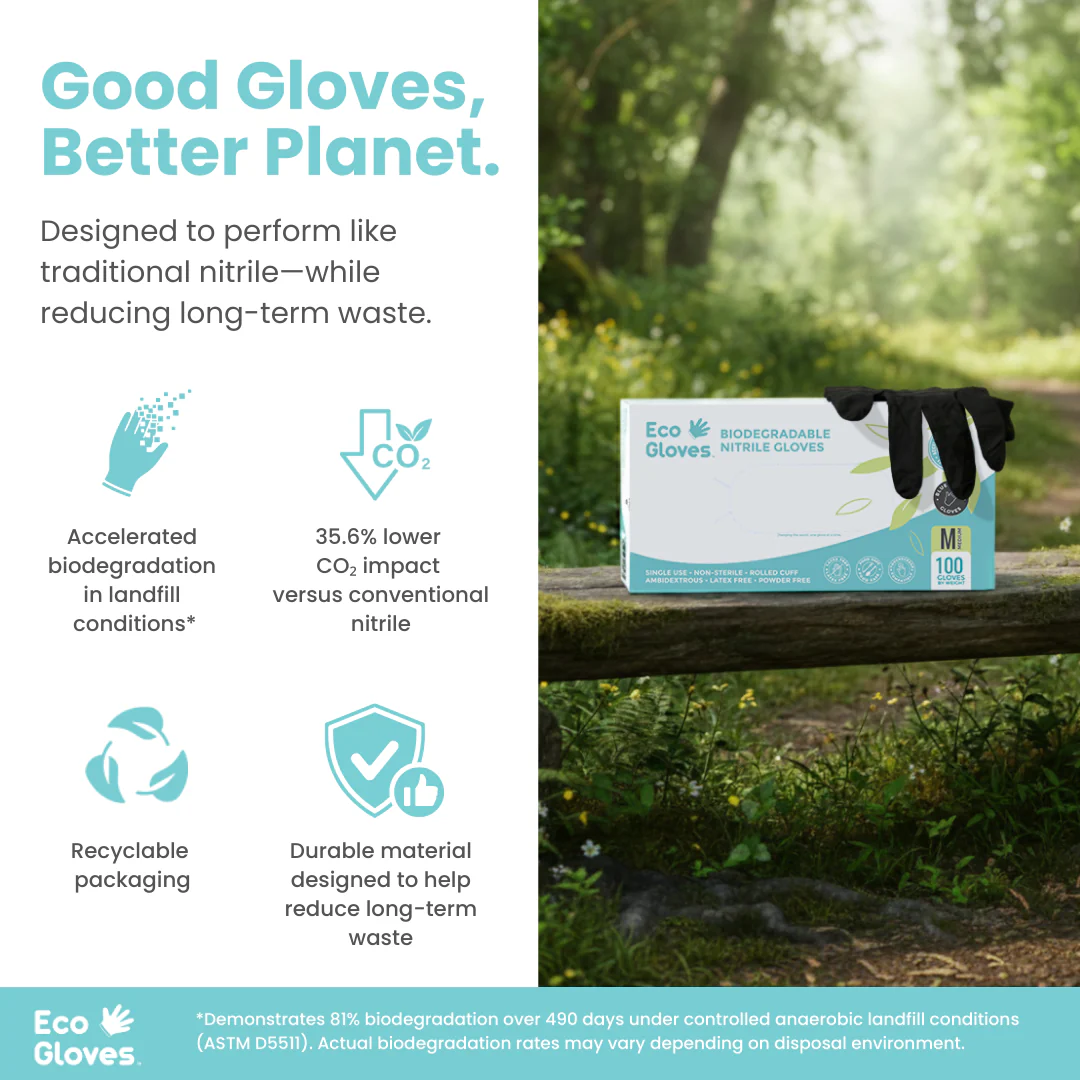 Eco Gloves Biodegradable Nitrile, Black, 100 ct - Image 5