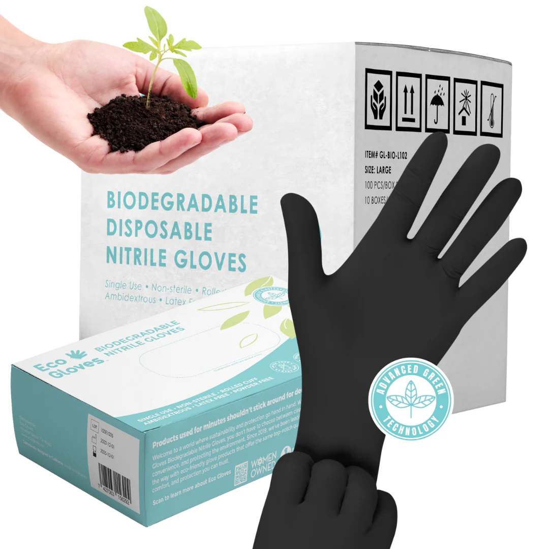 Eco Gloves Biodegradable Nitrile, Black, 100 ct - Image 7