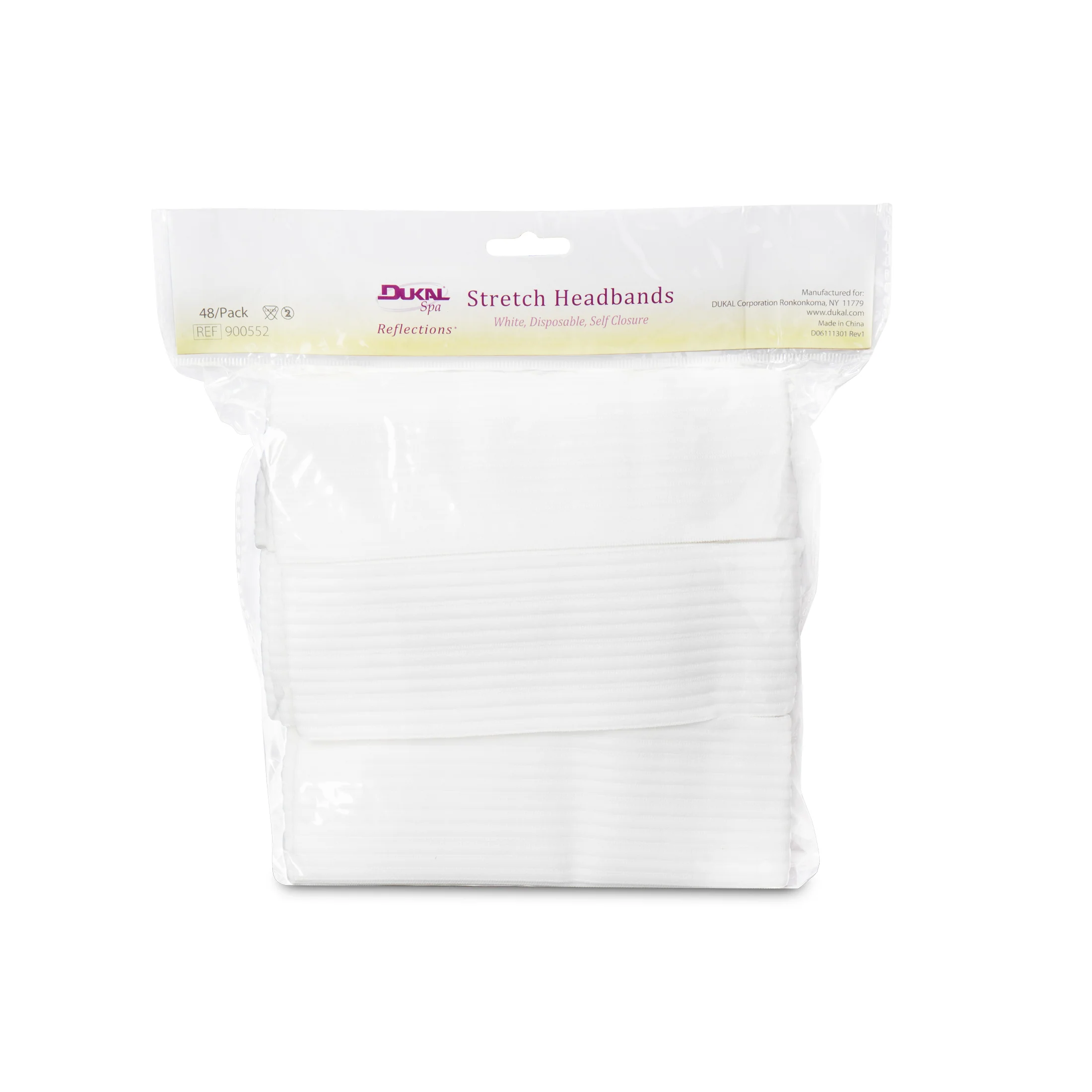 Elastic Headbands with Velcro Closure, White, 48 ct
