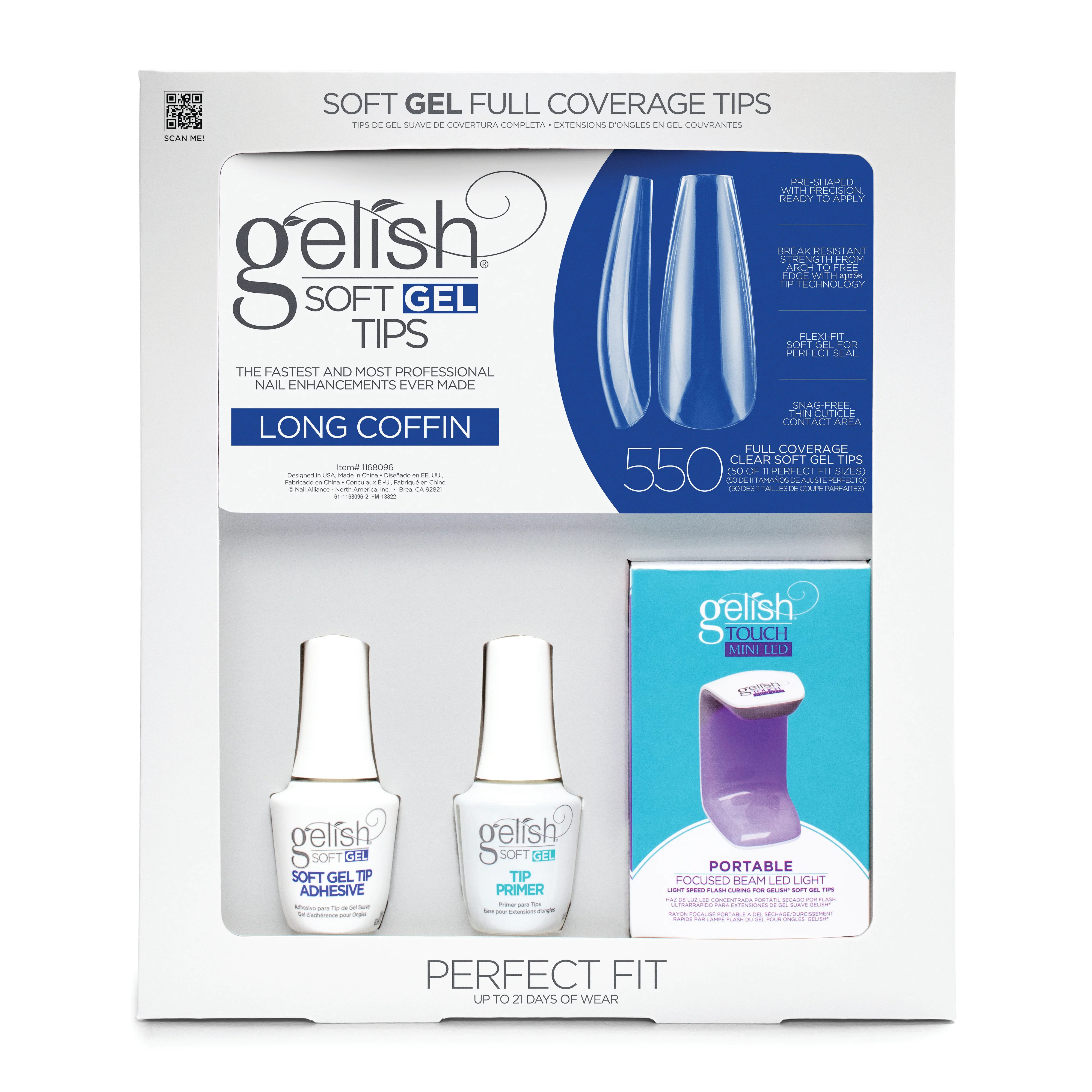 Gelish Soft Gel Long Coffin Kit, 550 ct