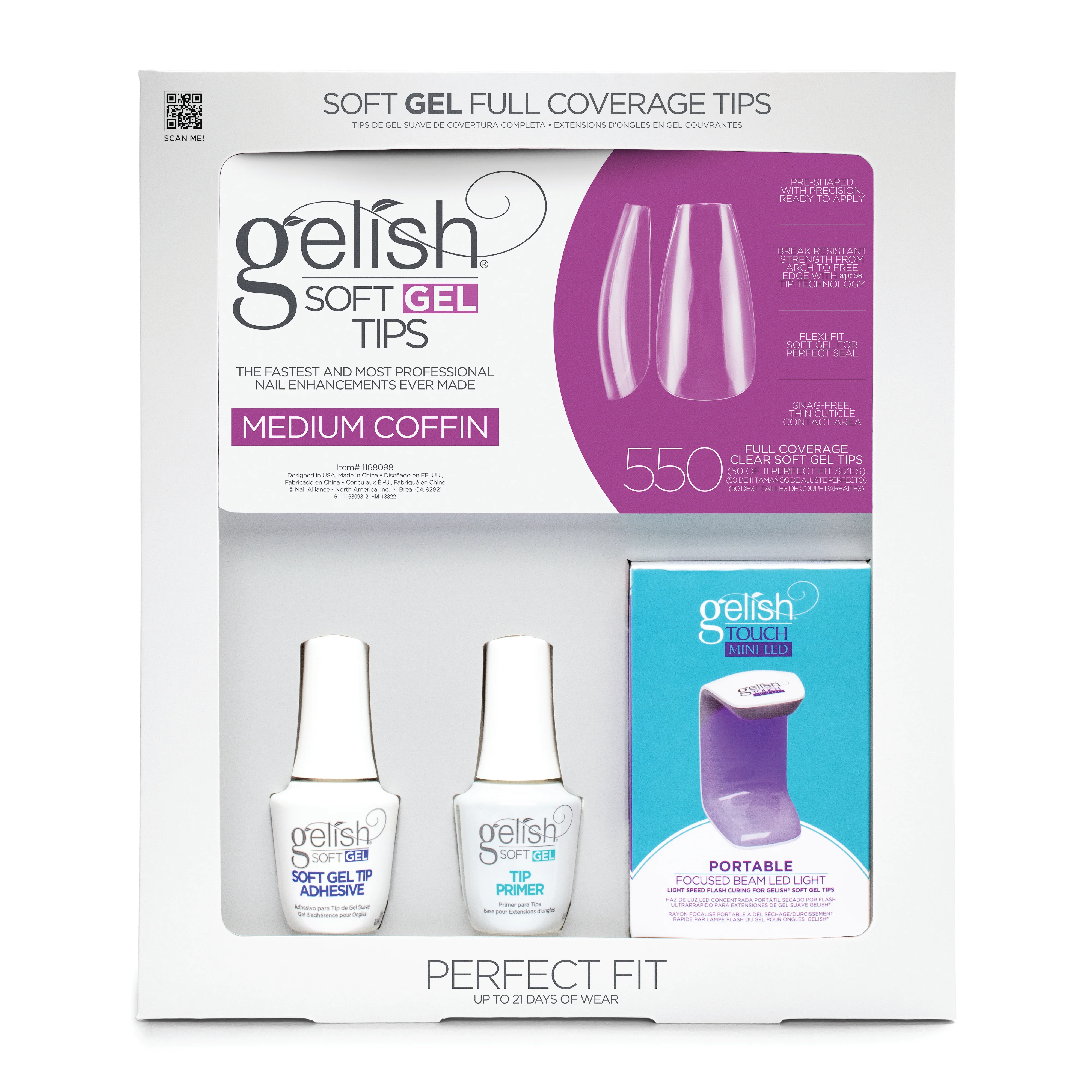 Gelish Soft Gel Medium Coffin Kit, 550 ct