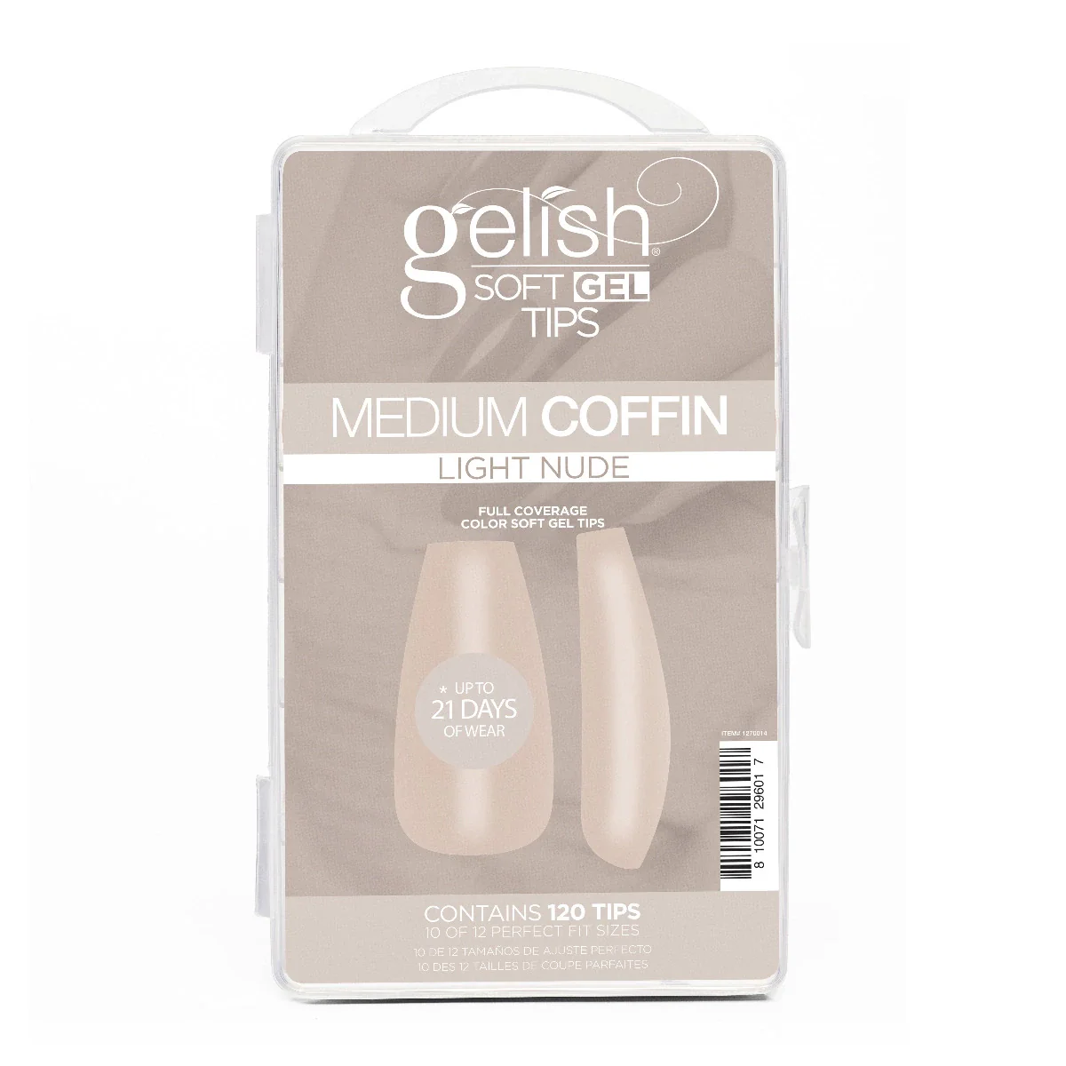 Gelish Soft Gel Tips, Light Nude, Medium Coffin, 120 ct