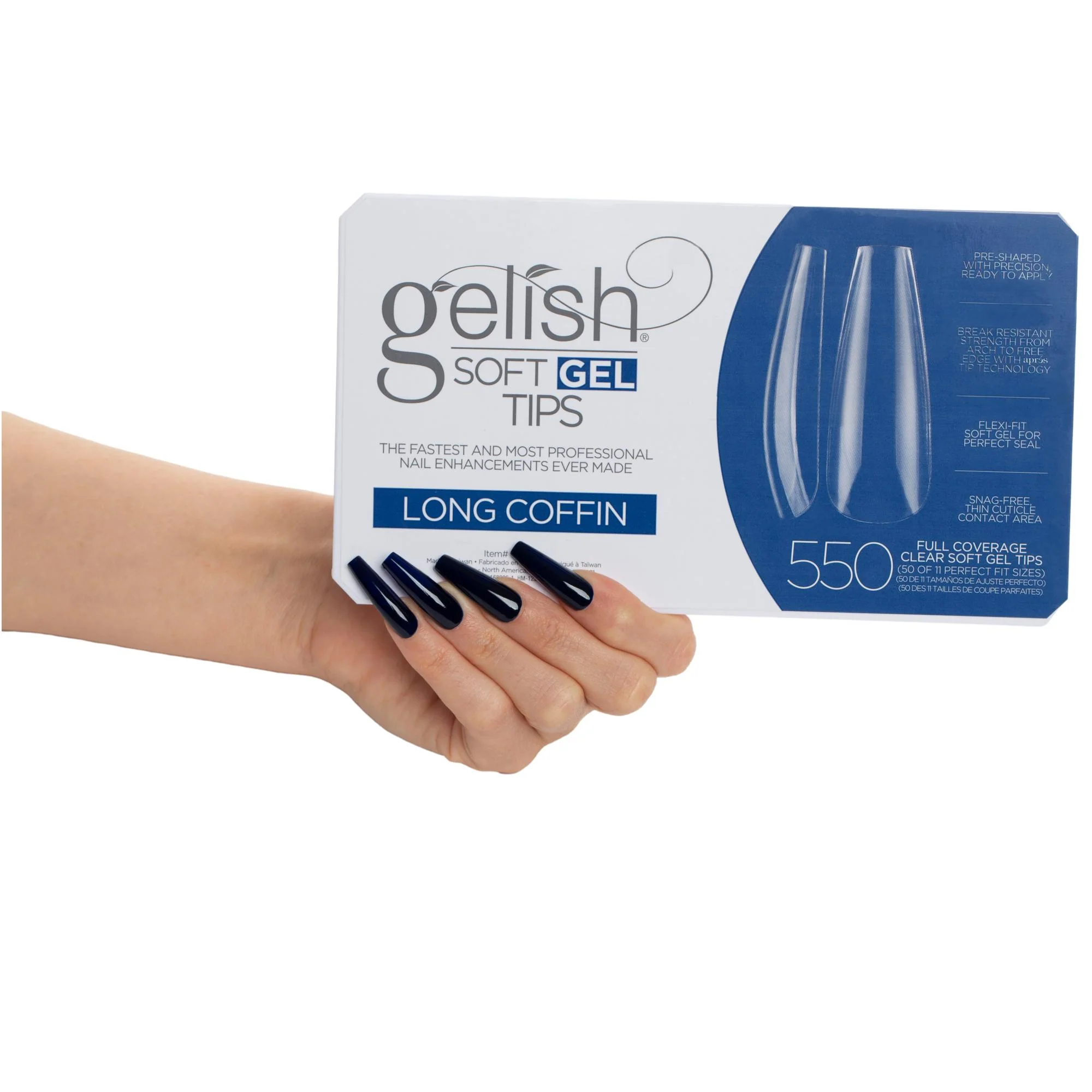 Gelish Soft Gel Tips, Long Coffin, 550 ct - Image 2