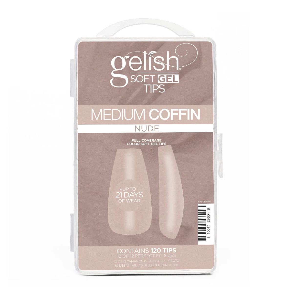 Gelish Soft Gel Tips Nude, Medium Coffin, 120 ct