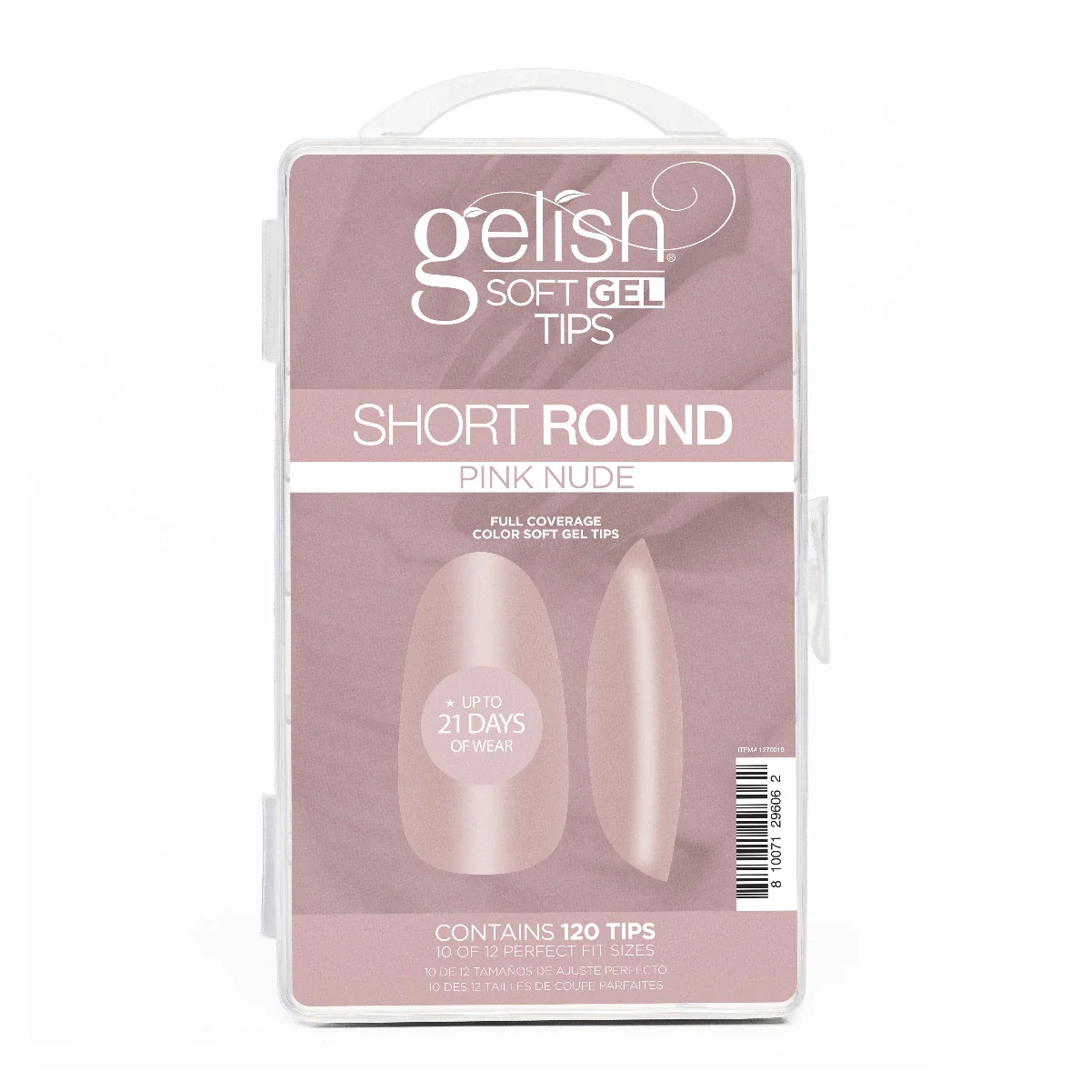 Gelish Soft Gel Tips, Pink Nude, Short Round, 120 ct