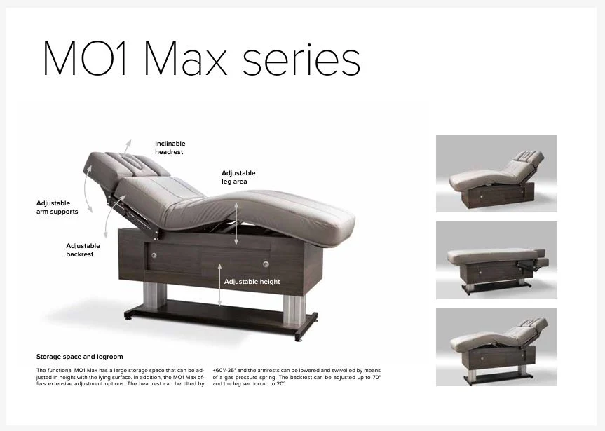 Gharieni MO1 Max High Performance Treatment Bed with Dual Headrests, Medium Width, Choco Upholstery, Wenge Base - Image 5