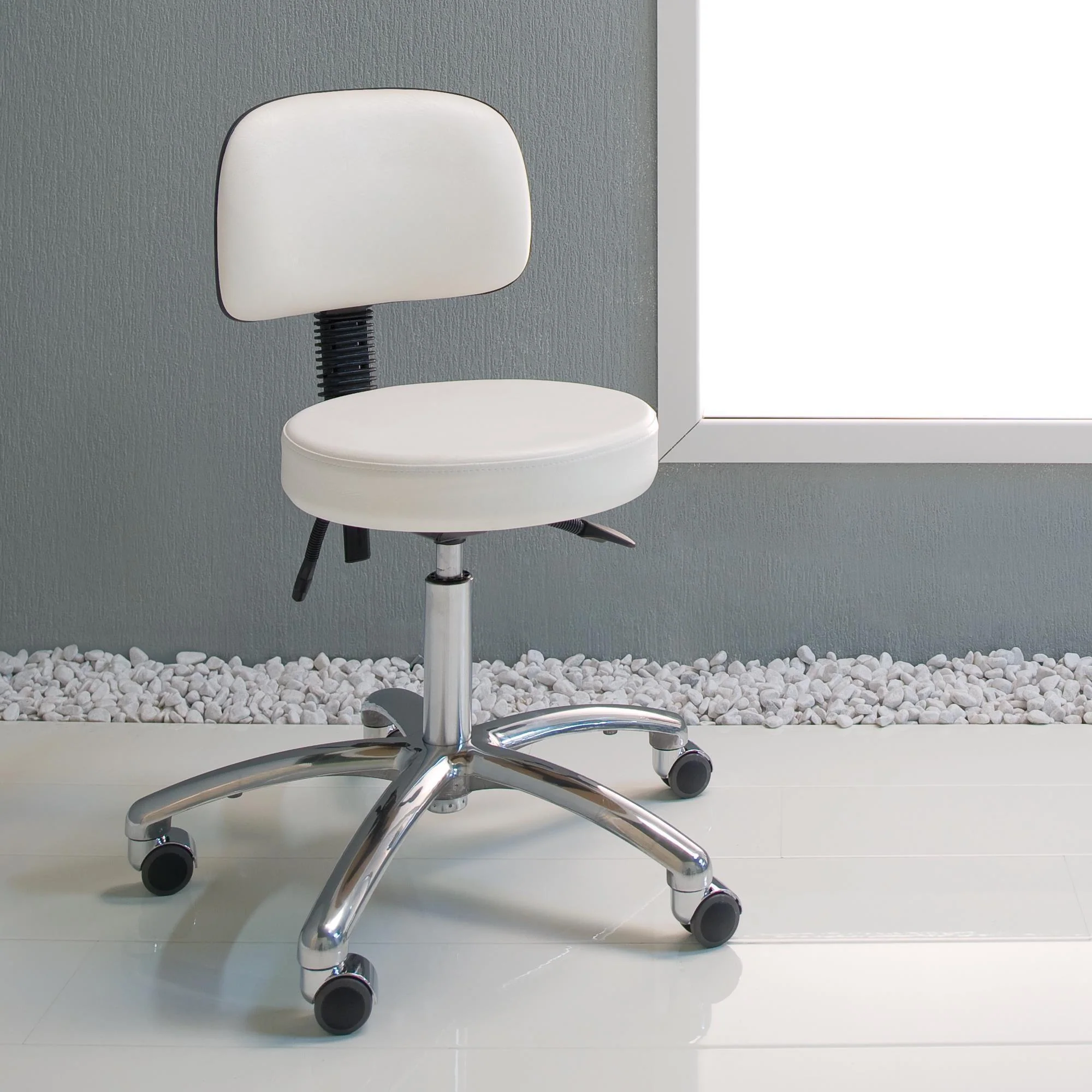 Gharieni Round Chair with Chrome Base, White - Image 2