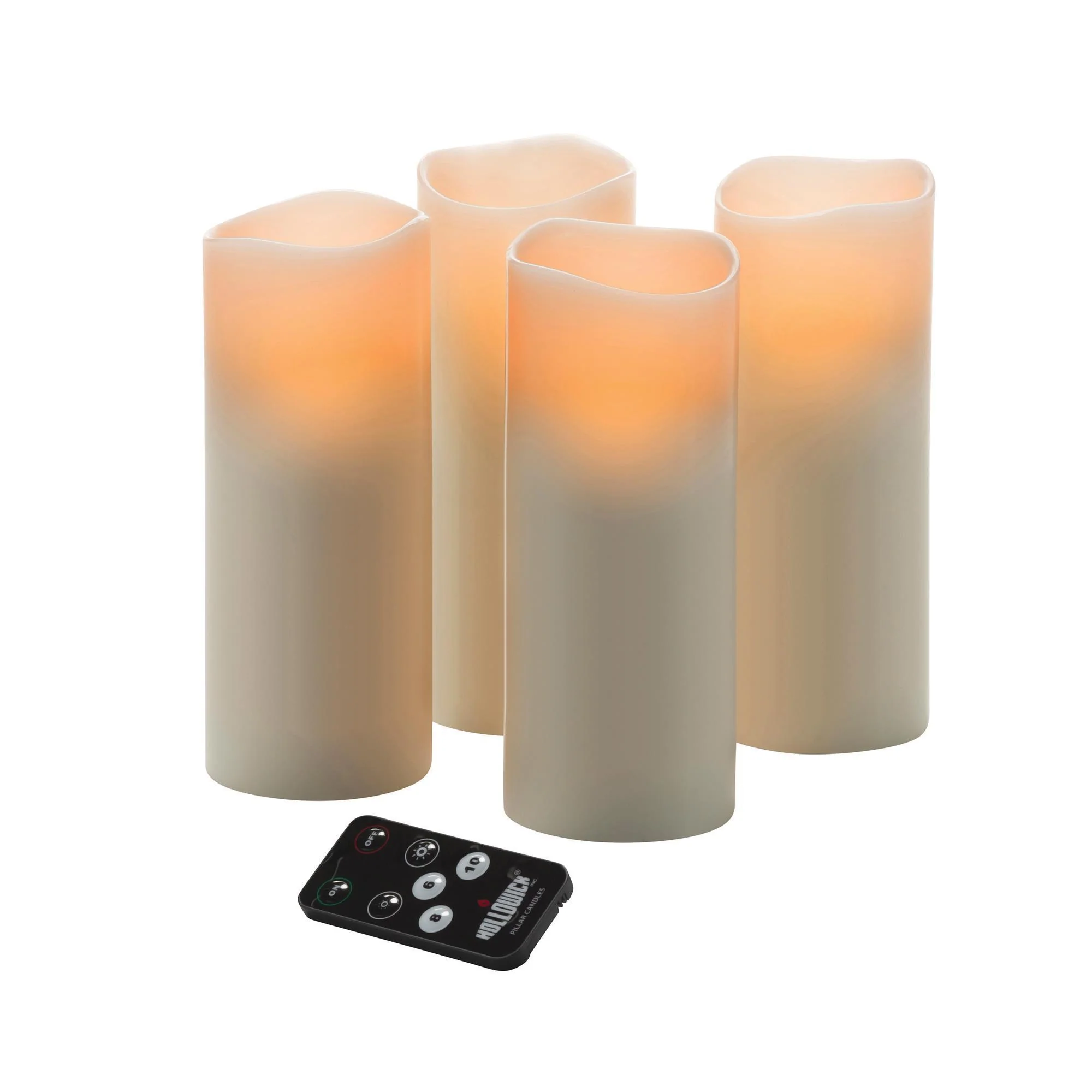 Hollowick 4-Pack LED Wax Pillar W/ Magnetic Remote - Image 2