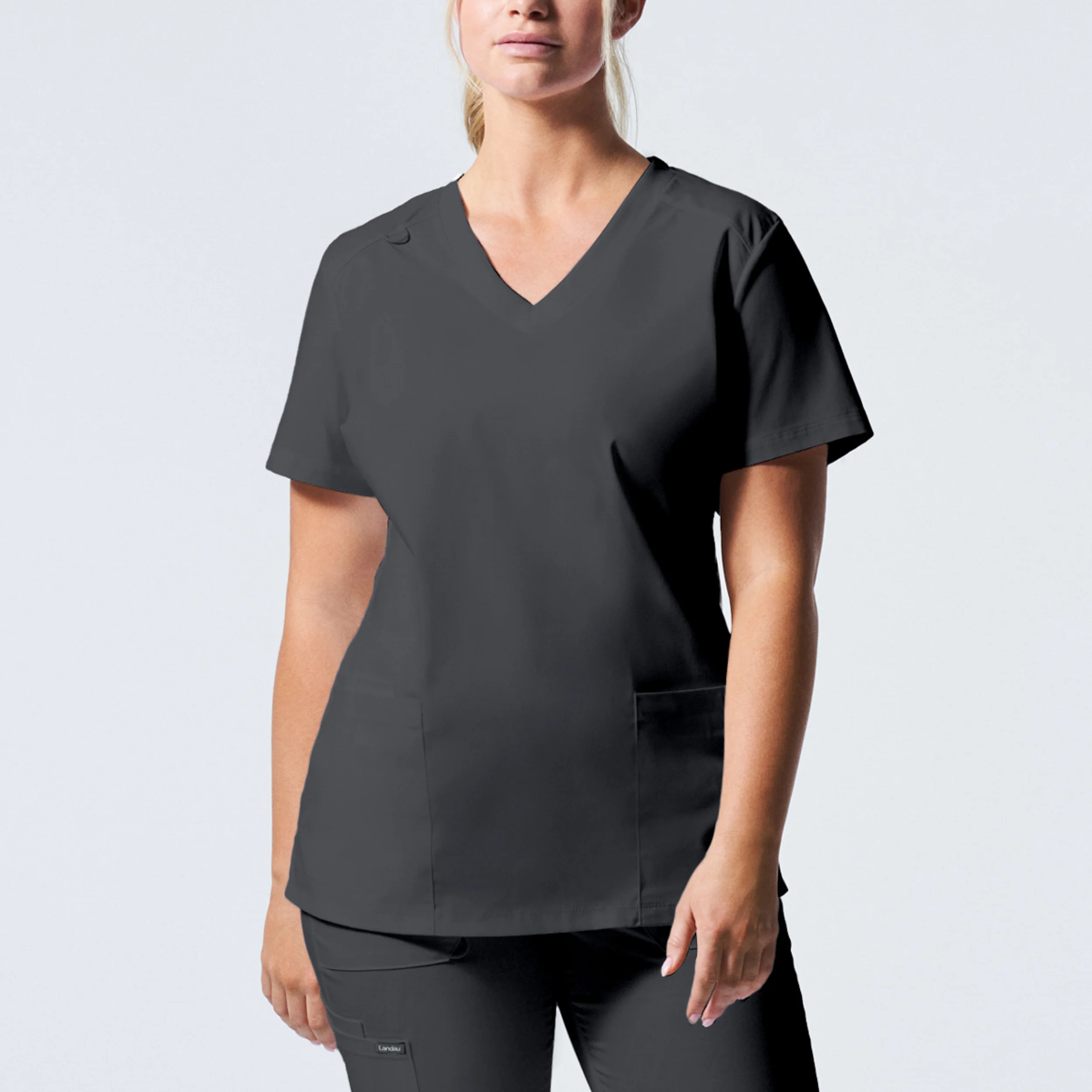 Landau ProFlex Women's 3-Pocket V-Neck Scrub Top - Image 4