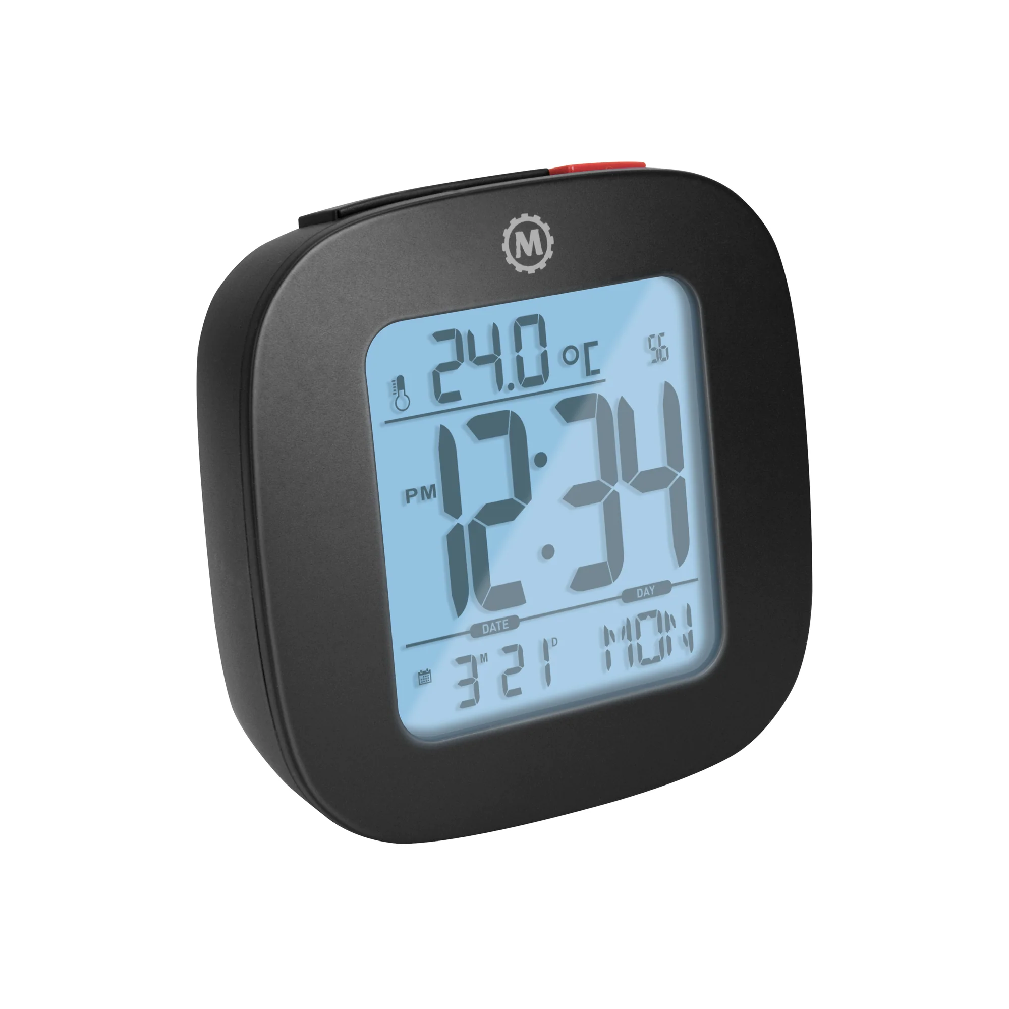 Large Display Compact Alarm Clock, Black - Image 2