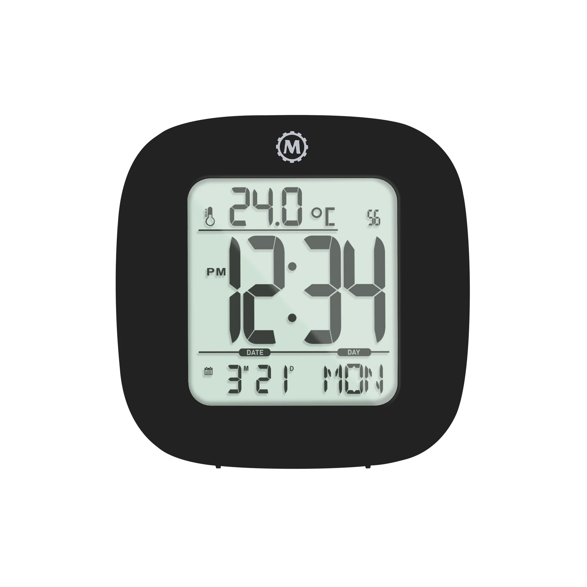 Large Display Compact Alarm Clock, Black - Image 3