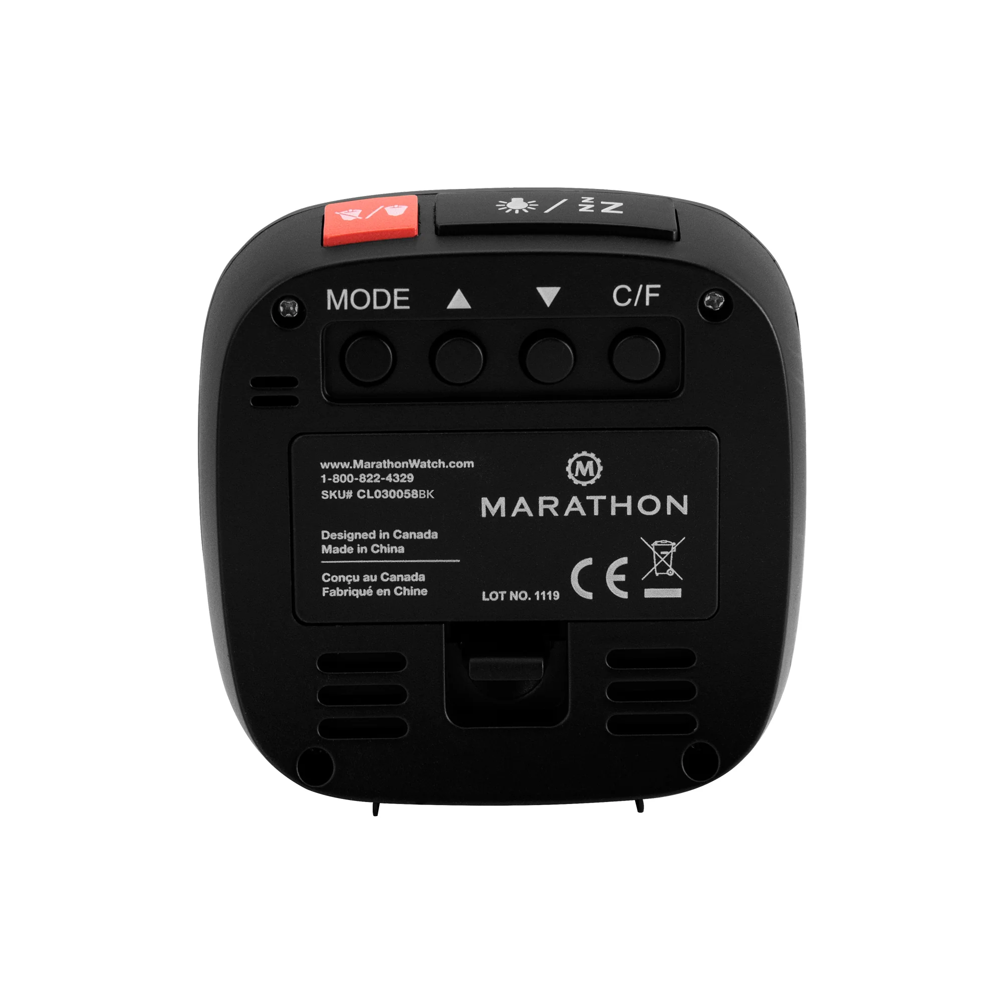 Large Display Compact Alarm Clock, Black - Image 4
