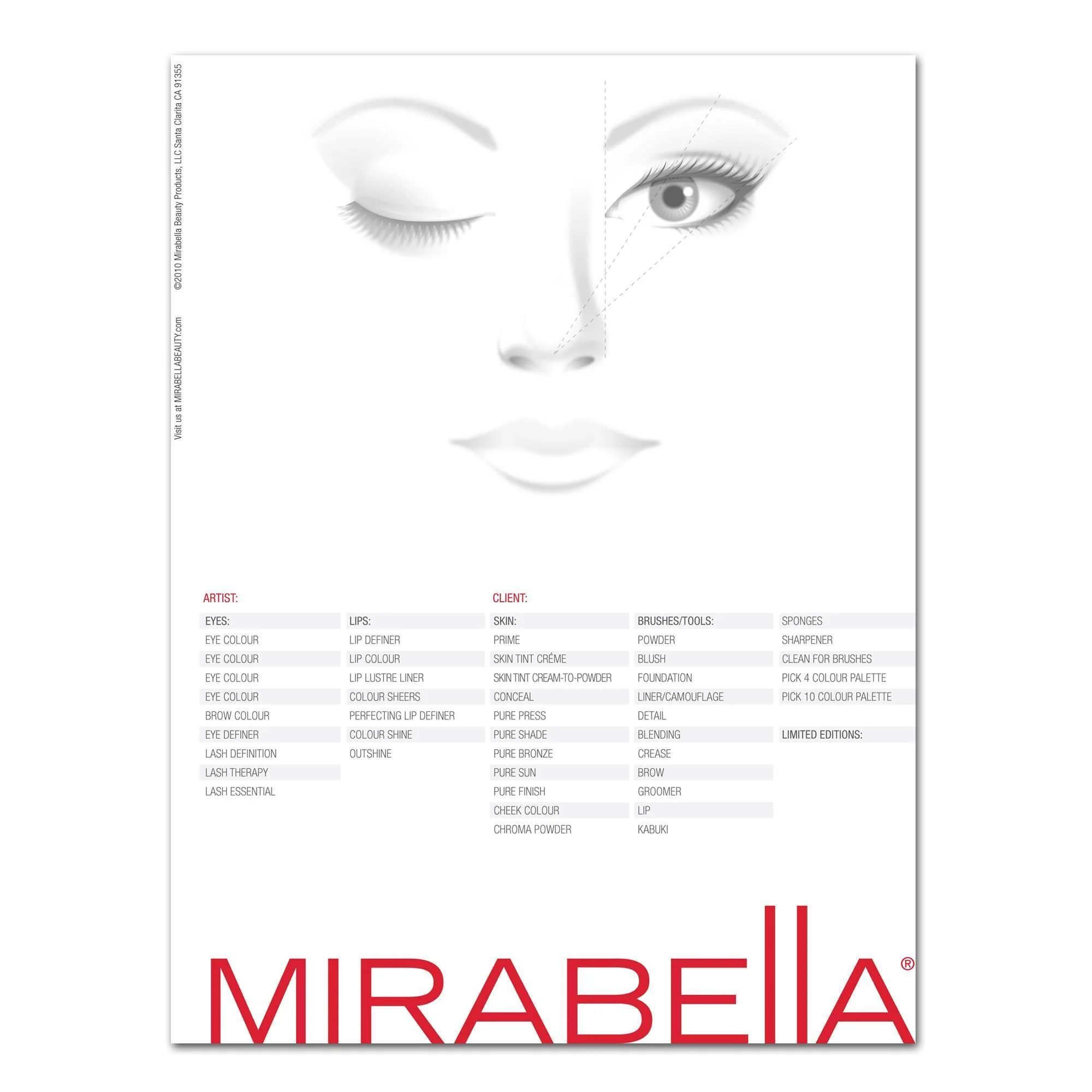 Mirabella Face Charts, 25 ct