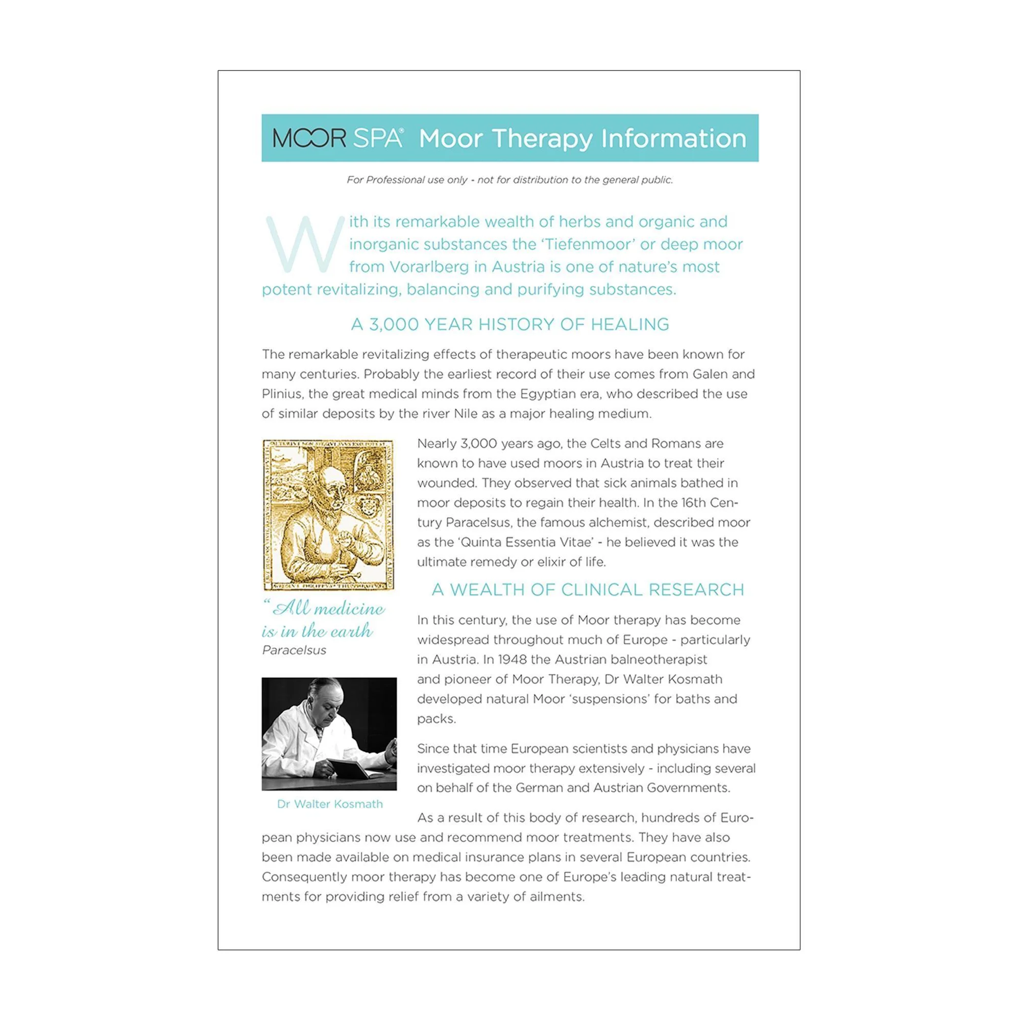 Moor Spa Professional Moor Therapy Research Brochure