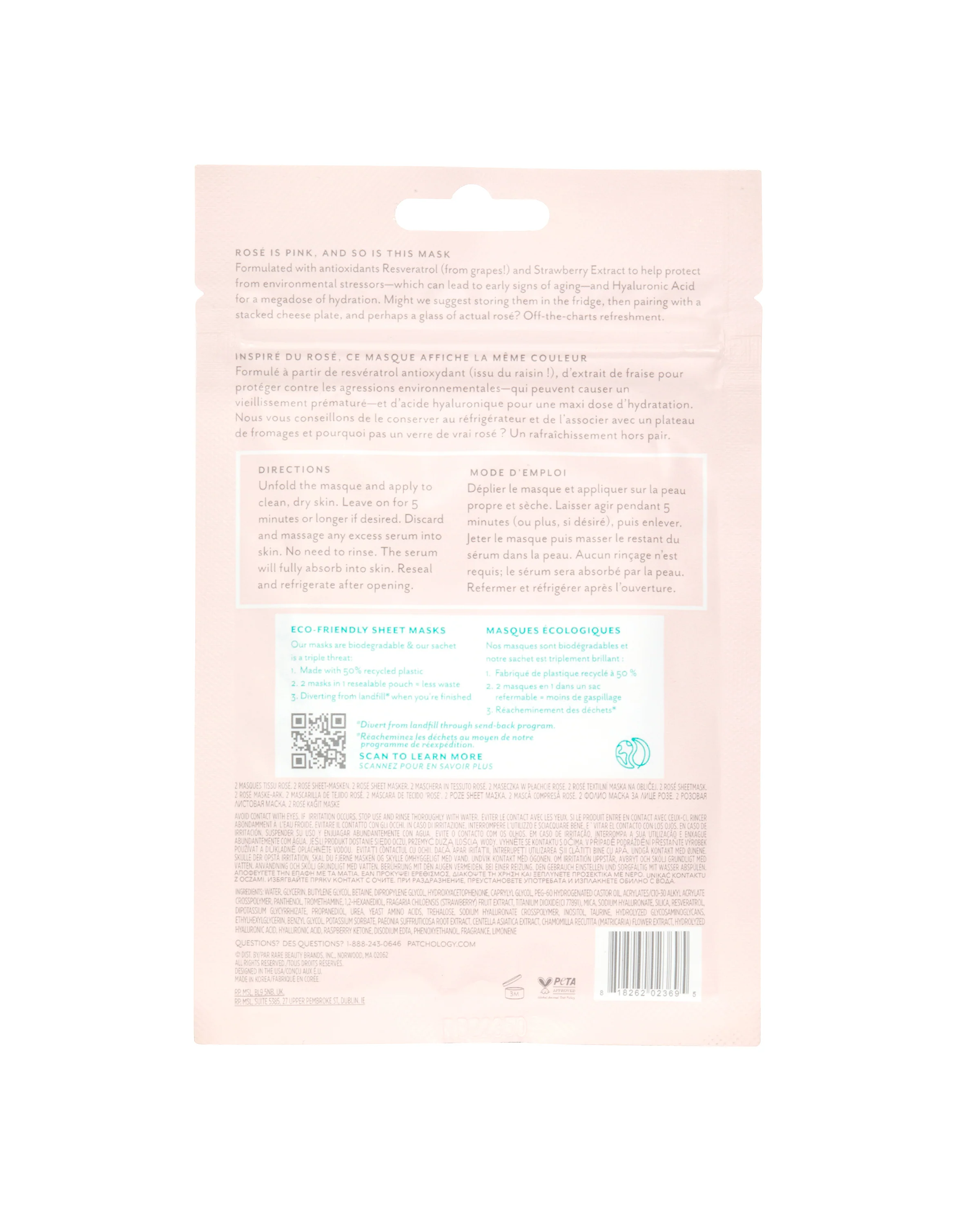 Patchology Serve Chilled Rosé Sheet Mask, 2 ct - Image 2