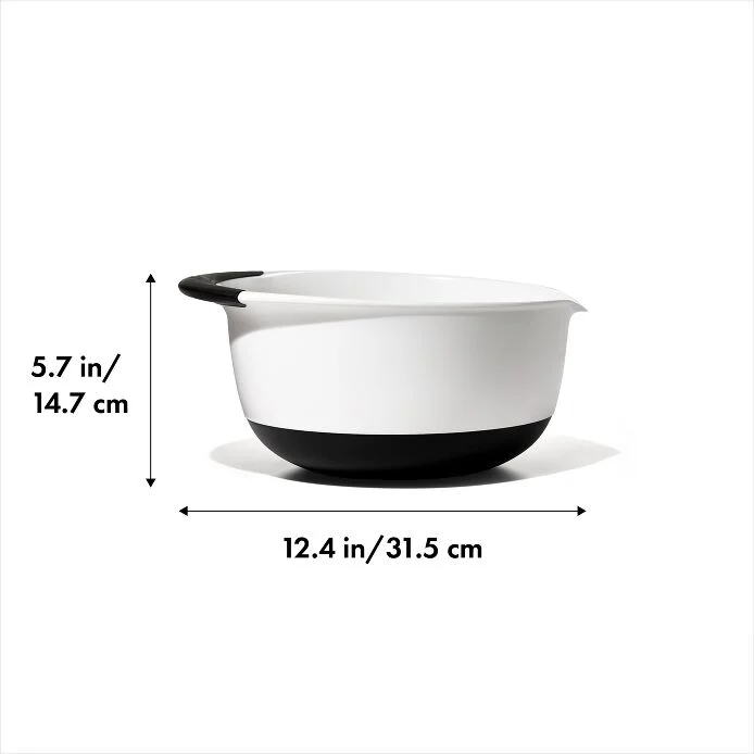 Plastic Mixing Bowl with Non-Slip Base, White, 5 quart - Image 4
