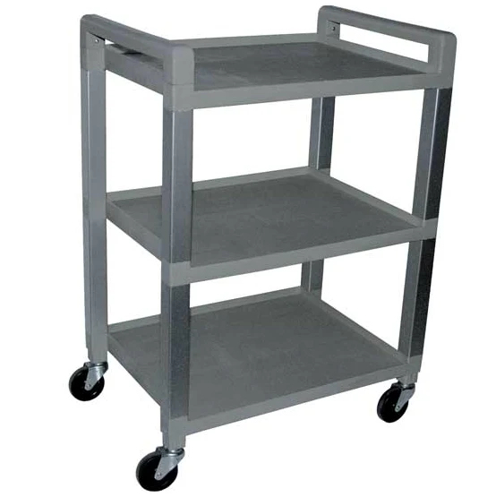 Poly Utility Cart, 3 Shelf, Gray