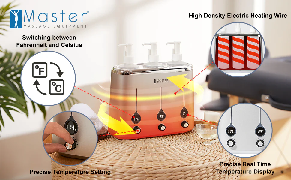 Professional Digital Massage Oil & Lotion Warmer, 3 Bottle - Image 11