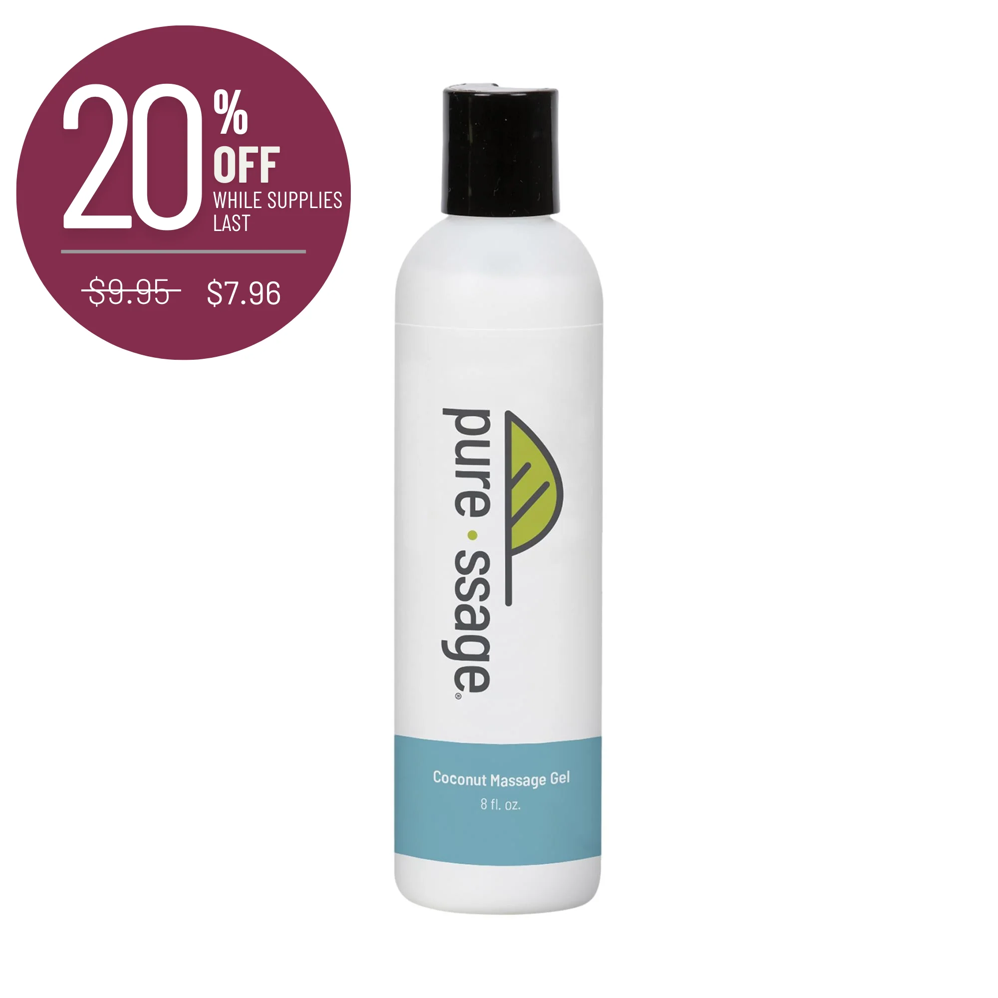 Pure-ssage Coconut Massage Gel, 8 oz
