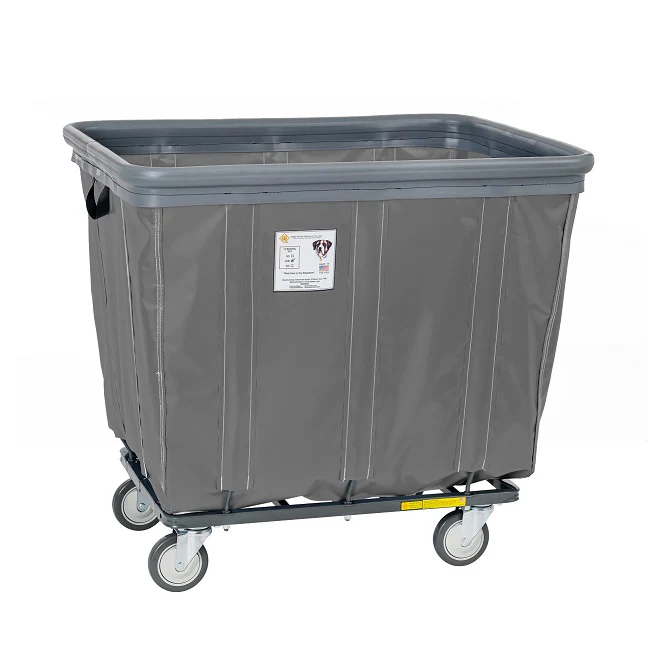 R&B Wire Vinyl Laundry Bumper Cart, Gray - Image 2