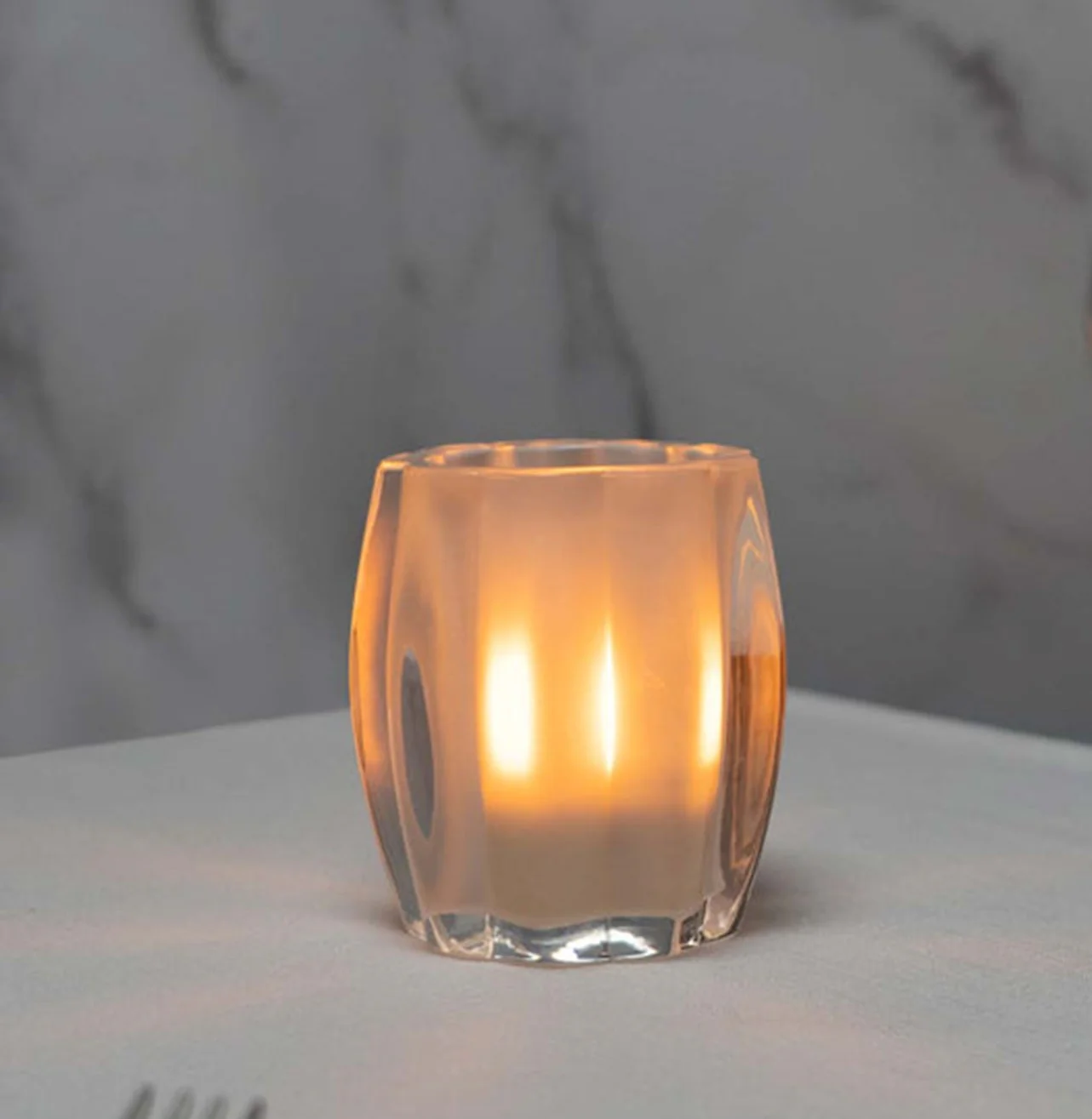 Round Waves Frosted Glass Candle Holder, 6 ct - Image 2