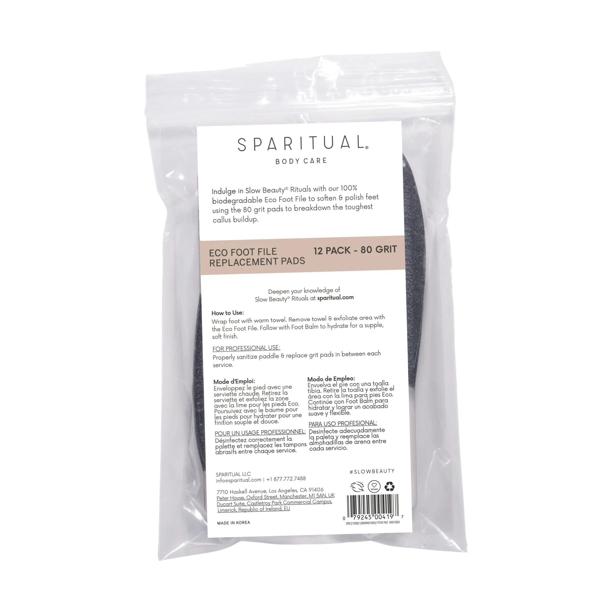SpaRitual, Eco-Foot File Refill, 80 Grit, 12 ct